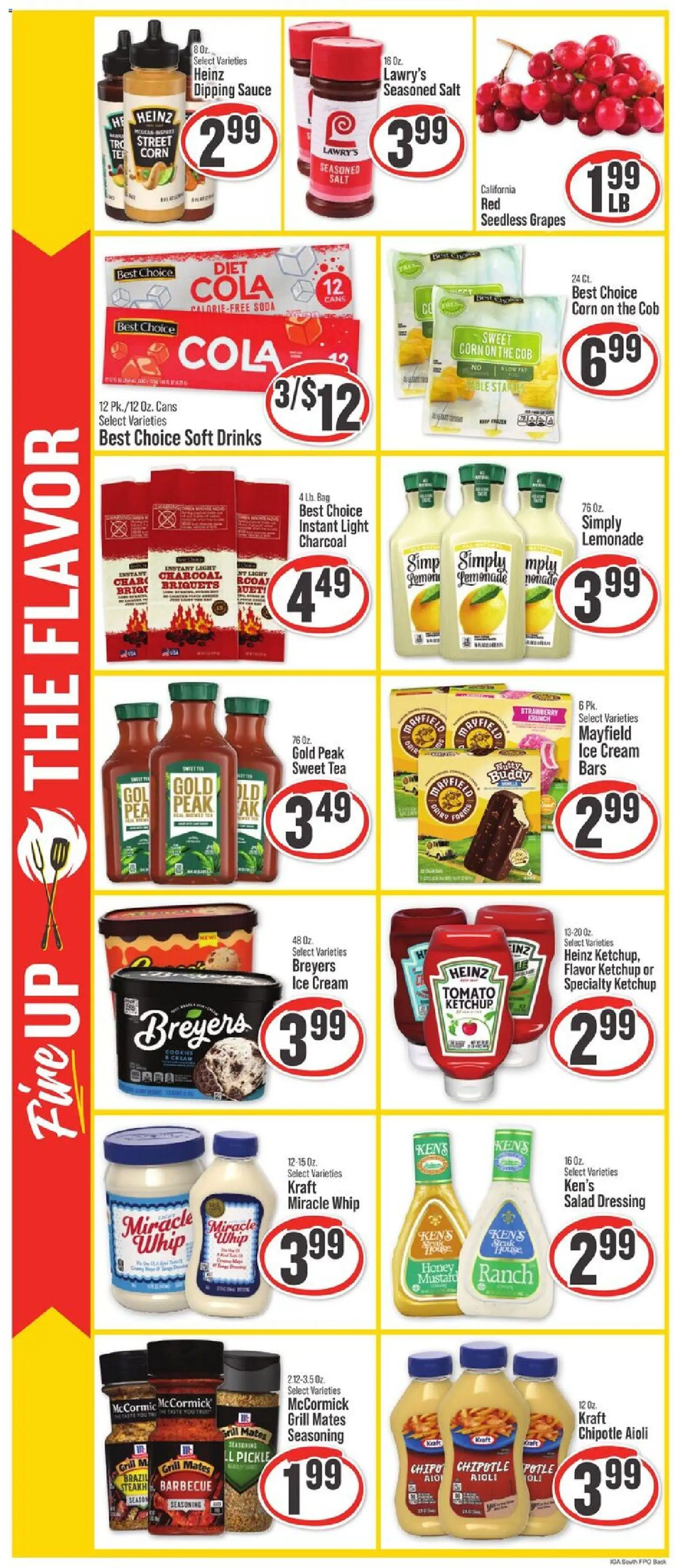 IGA Weekly Ad - valid from 08/12/2026 | Page: 4 | Products: Charcoal, Mustard, Ice cream, Tomato