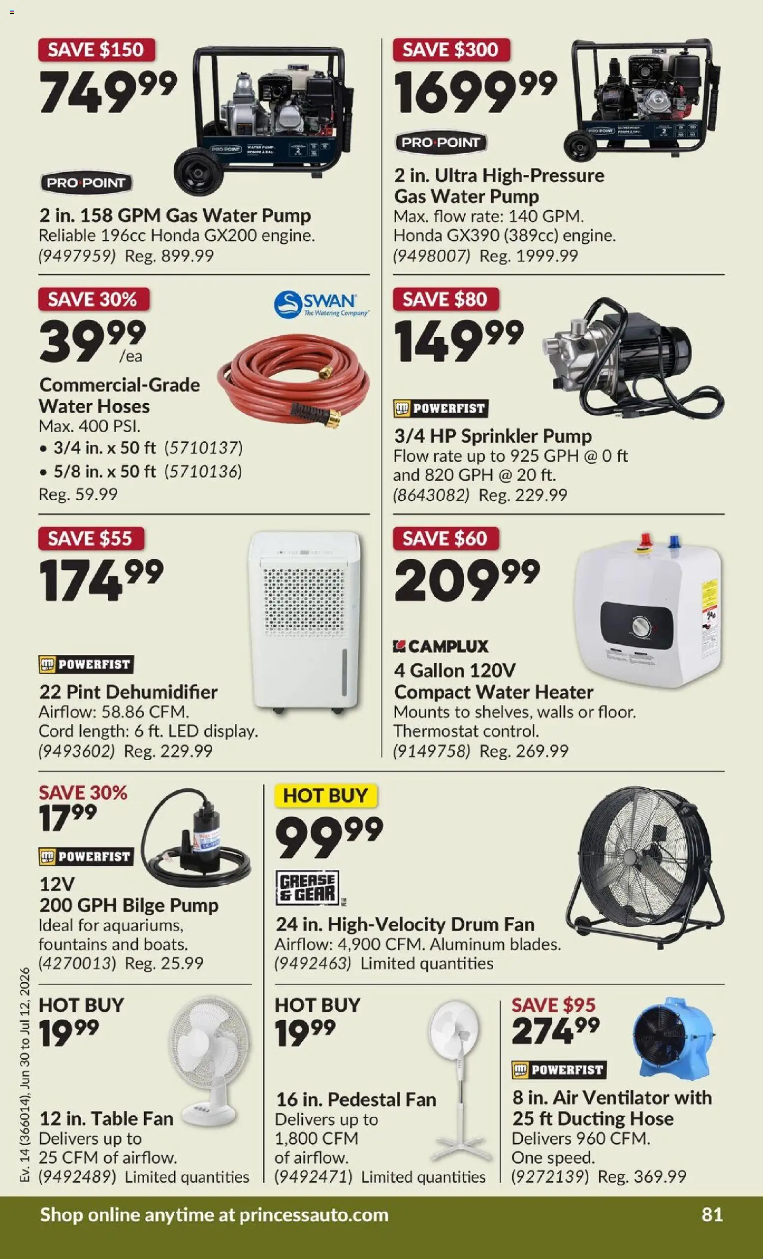 Princess Auto flyer valid from Jun 30, 2026 | Page: 86 | Products: Fan, Table