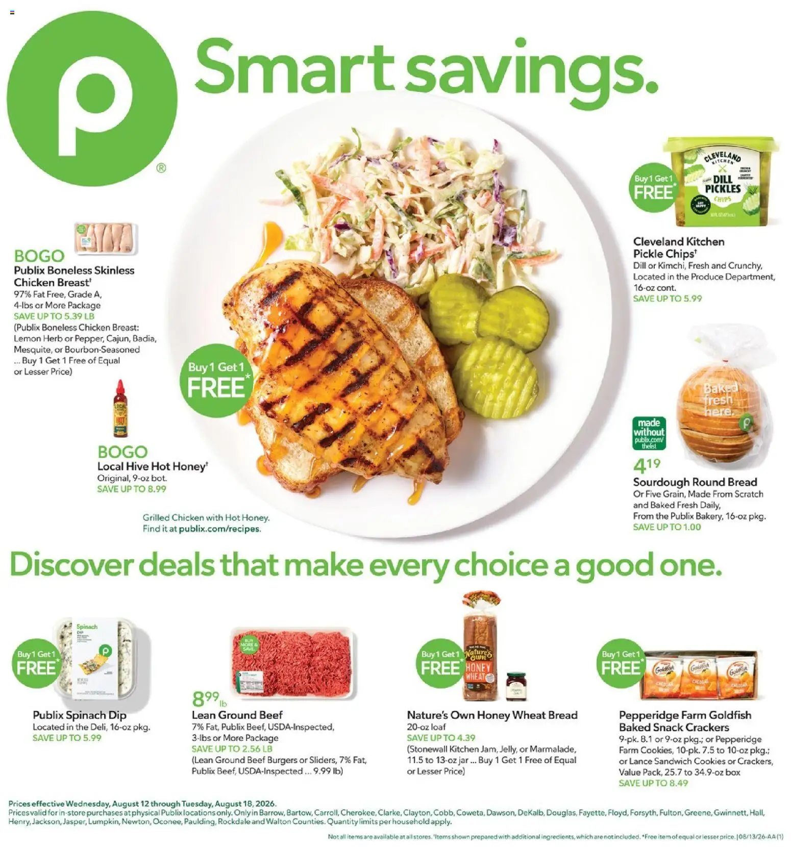 Publix Weekly Ad - valid from 08/12/2026 | Page: 1 | Products: Box, Chicken, Cookies, Lemon