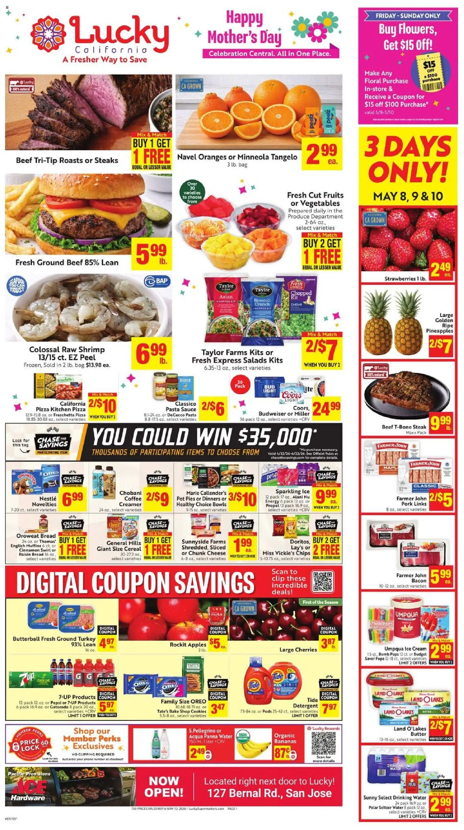 Lucky Supermarkets Weekly - valid from 06.05.2026 | Page: 4 | Products: Bread, Pork, Chips, Water