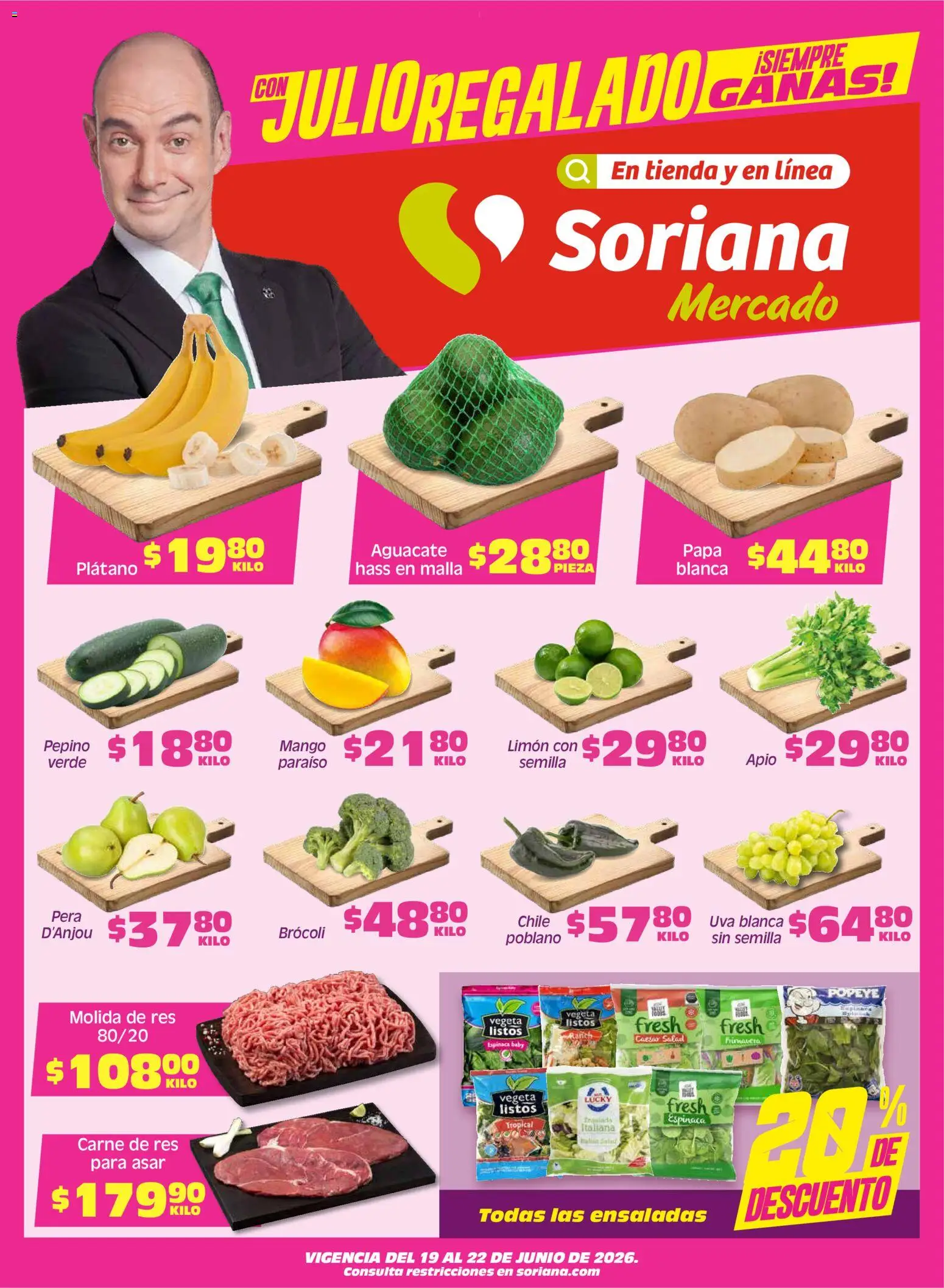 Nuevas ofertas de Soriana válidas en toda la República Mexicana desde el 19.06.2026. ¡Encuentra las mejores ofertas en Soriana Fin de Semana Mercado: Tamaulipas! | Página: 1