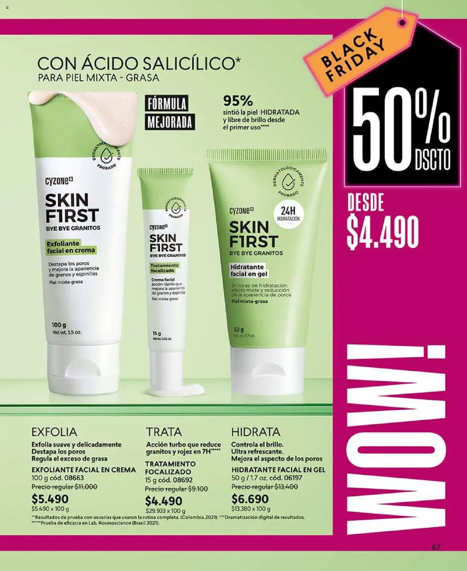 Catálogo CyZone Campaña 16 │ válido desde el 28.09.2026 | Página: 67 | Productos: Exfoliante facial, Brillo, Mate, Crema