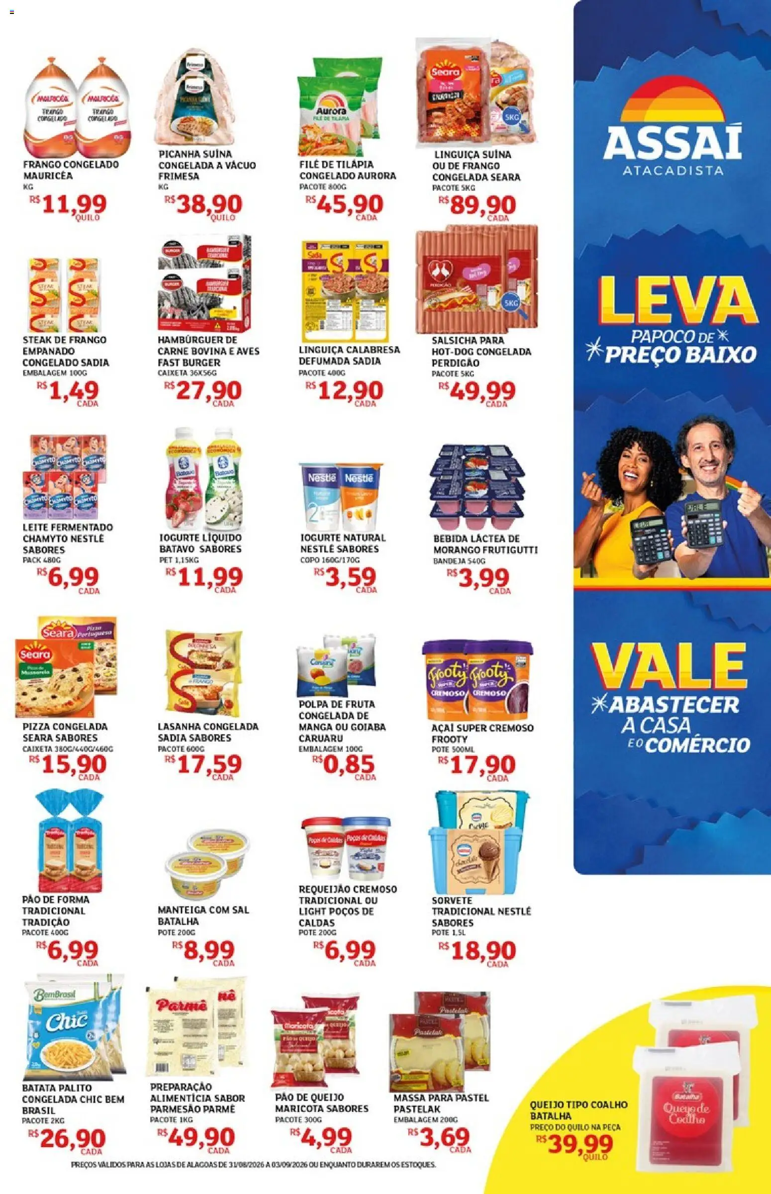 Assaí Atacadista Folheto - válido de 31/08/2026 | Página: 3 | Produtos: Queijo, Iogurte, Frango, Leite fermentado