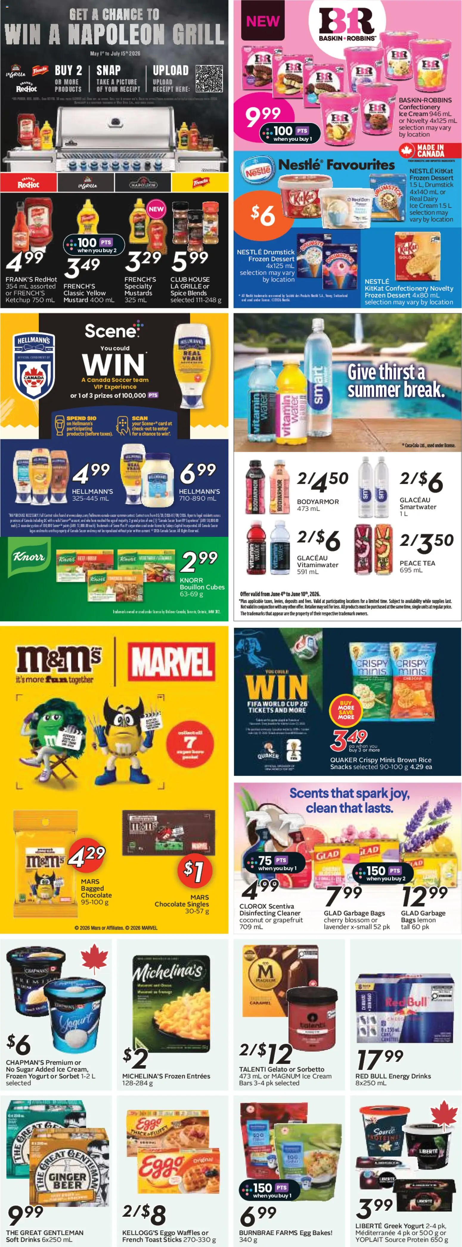 Sobeys flyer valid from 04.06.2026 | Page: 26 | Products: Cream, Ice cream, Grill, Yogurt