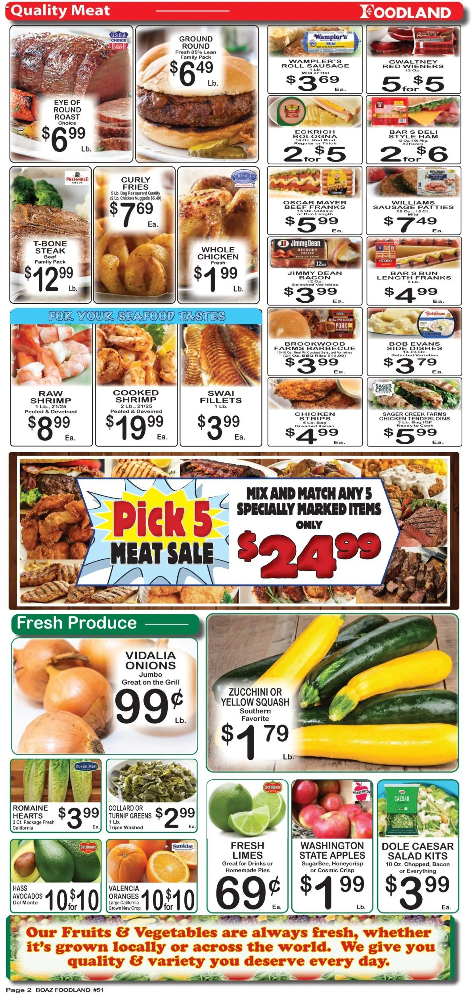 Foodland Weekly Ad - valid from 07/28/2026 | Page: 2 | Products: Zucchini, Oranges, Bag, Grill
