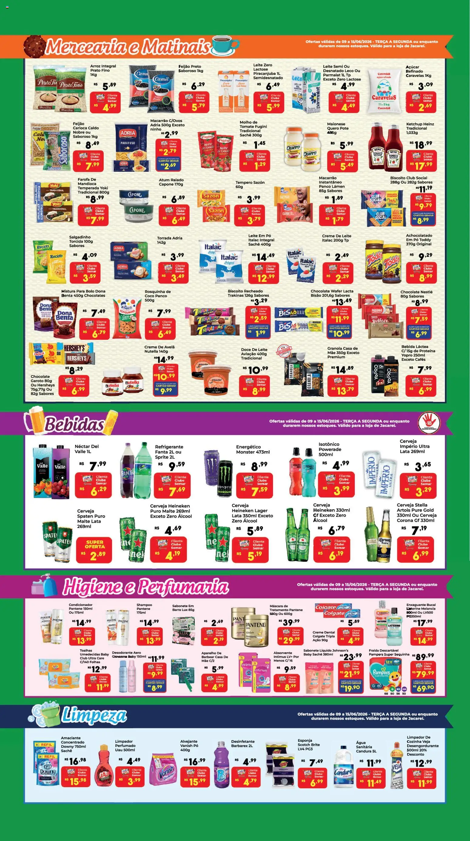 Semar Supermercado Folheto - válido de 09.06.2026 | Página: 2 | Produtos: Mandioca, Alvejante, Creme, Atum