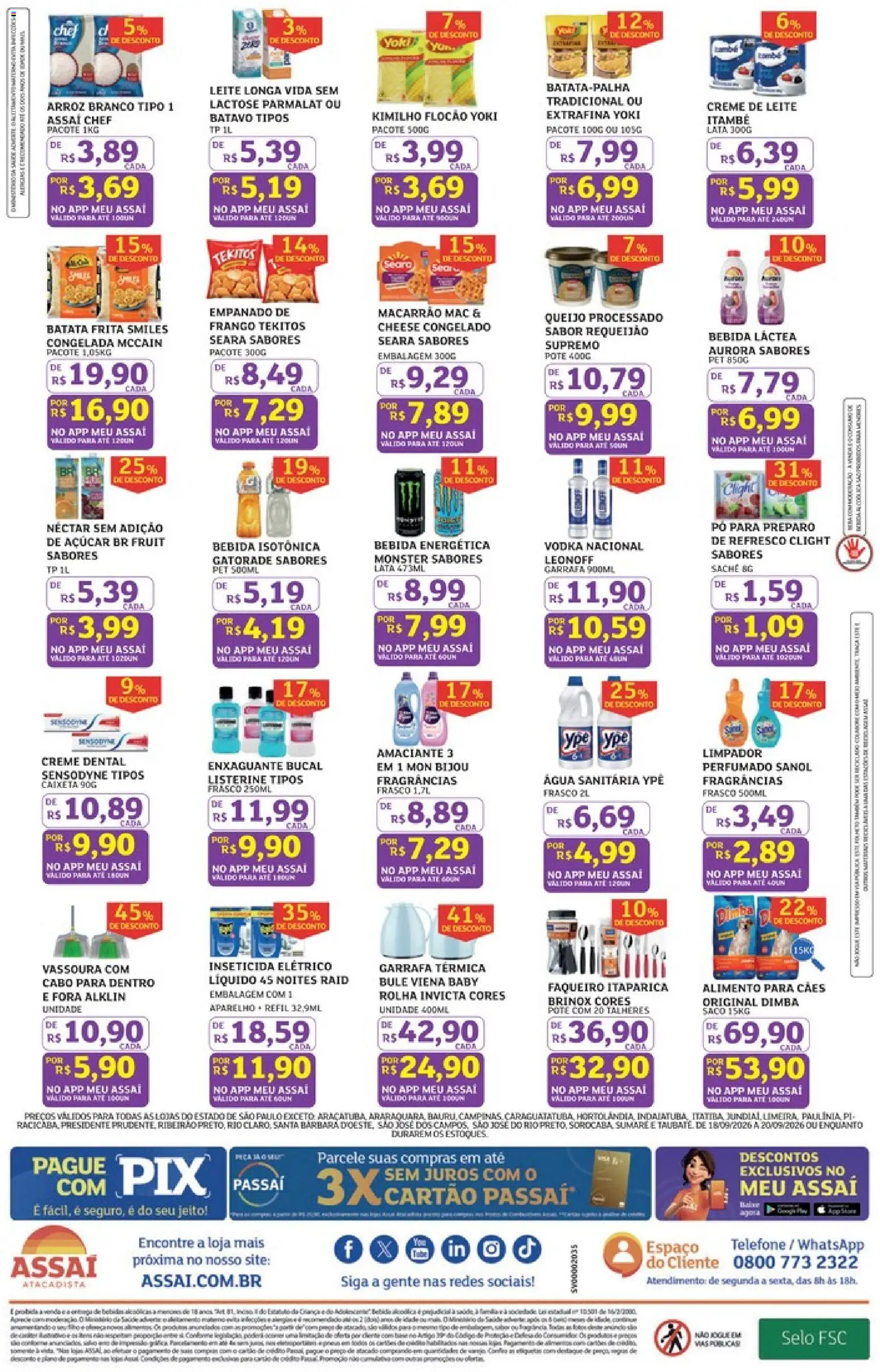 Assaí Atacadista Folheto - válido de 18/09/2026 | Página: 2 | Produtos: Queijo, Queijo processado, Creme dental, Água sanitária