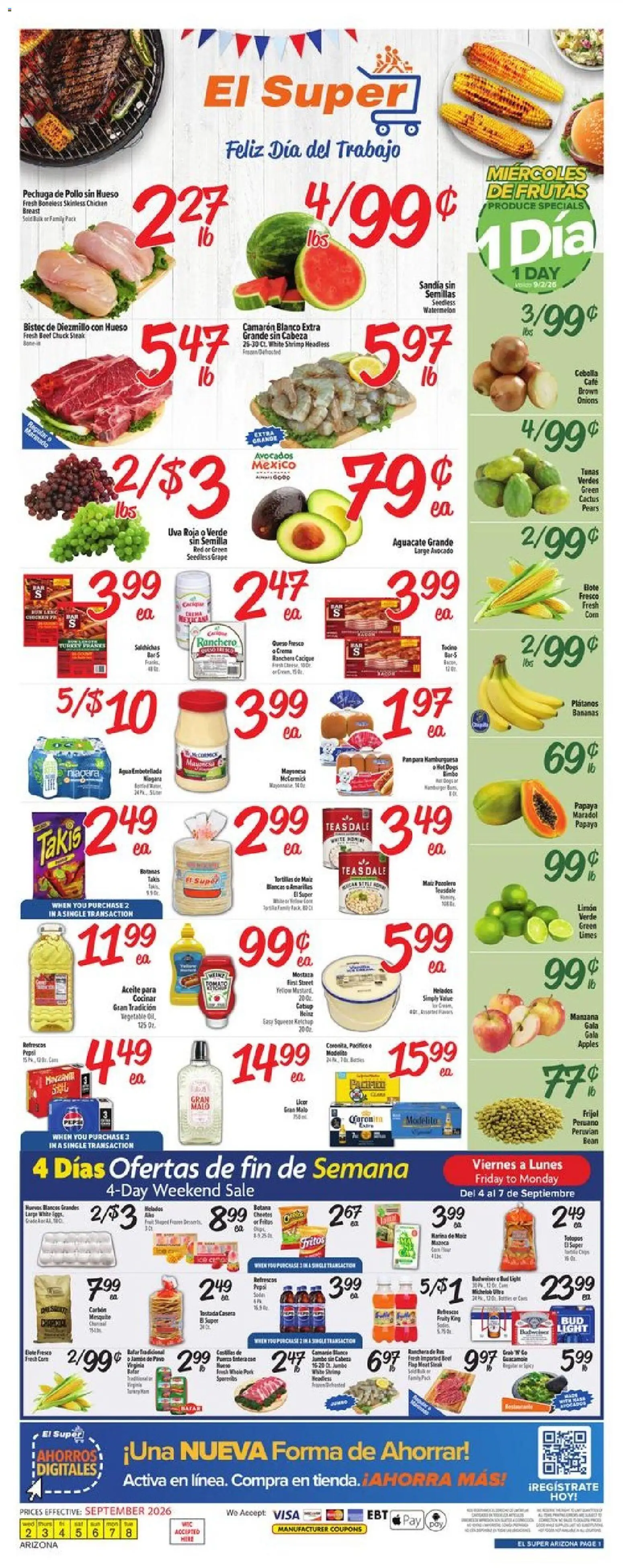 El Super Weekly Ad - AK - valid from 09/02/2026 | Page: 1 | Products: Apples, Beef, Tortillas, Watermelon