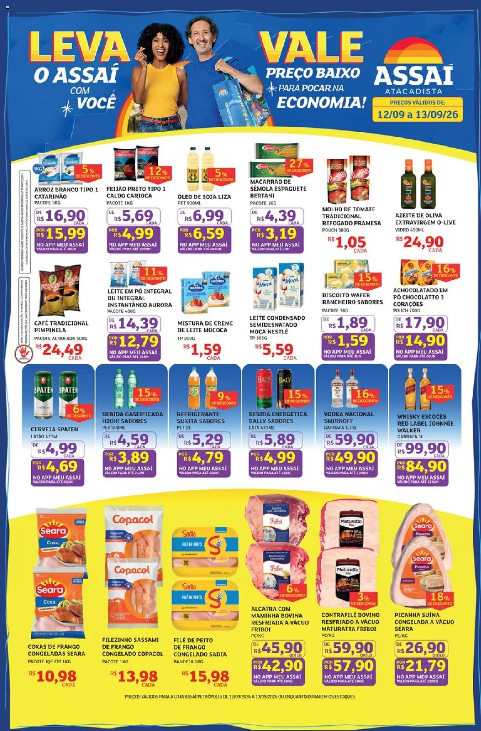 Assaí Atacadista Folheto - válido de 12/09/2026 | Página: 1 | Produtos: Espaguete, Arroz, Vodka, Soja