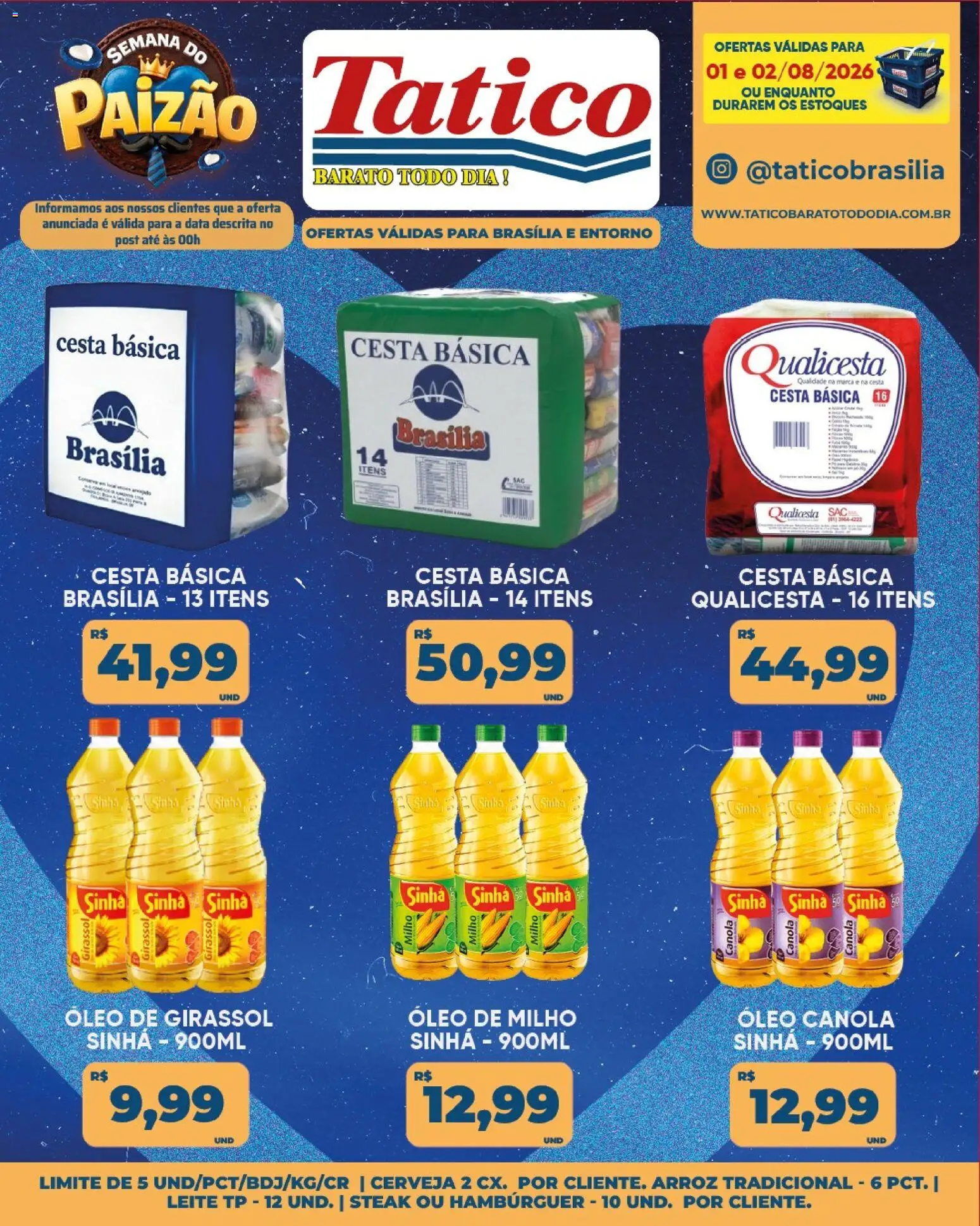 Tatico Folheto - válido de 03/08/2026 | Página: 35 | Produtos: Cesta, Arroz, Hambúrguer, Óleo de girassol