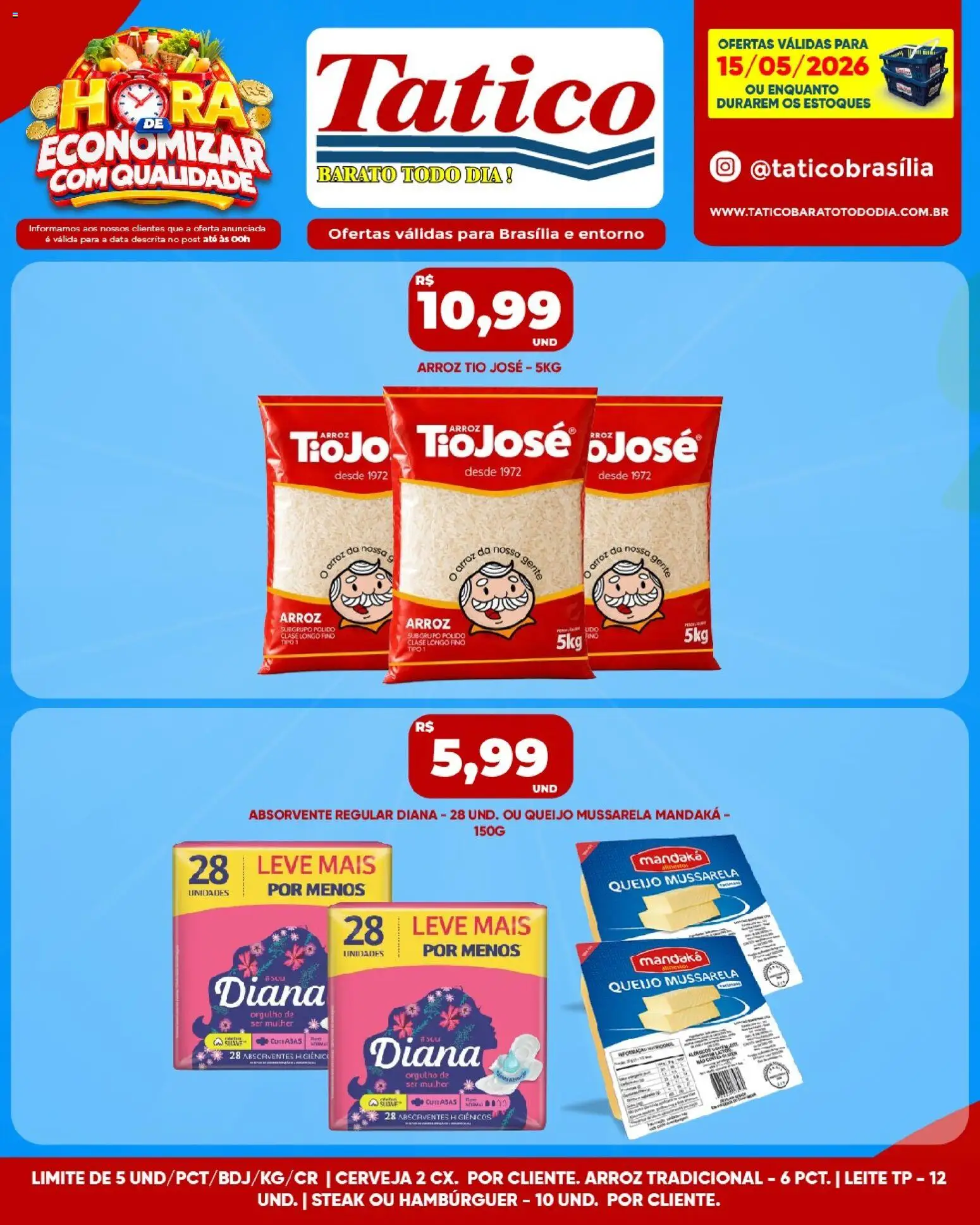 Tatico Folheto - válido de 15.05.2026 | Página: 7 | Produtos: Leite, Queijo, Hambúrguer, Absorvente