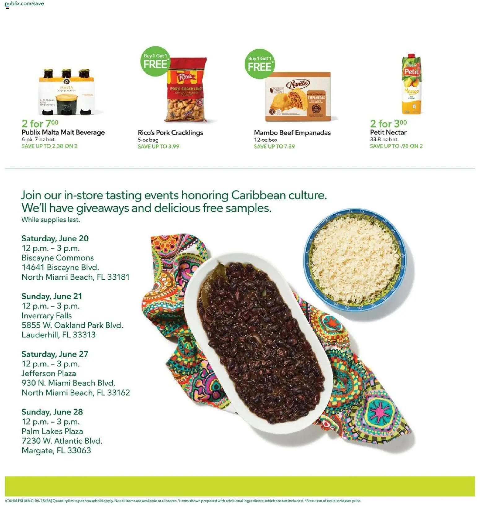 Publix Ad - valid from 18.06.2026 | Page: 4 | Products: Box, Pork, Mango, Bag