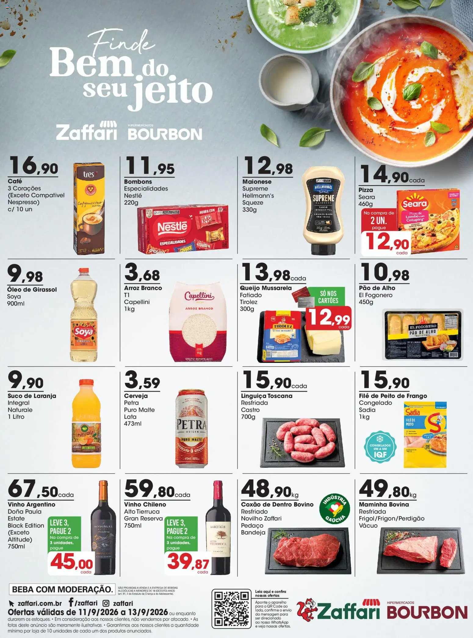 Zaffari Folheto - válido de 11/09/2026 | Página: 1 | Produtos: Alho, Arroz, Catupiry, Frango