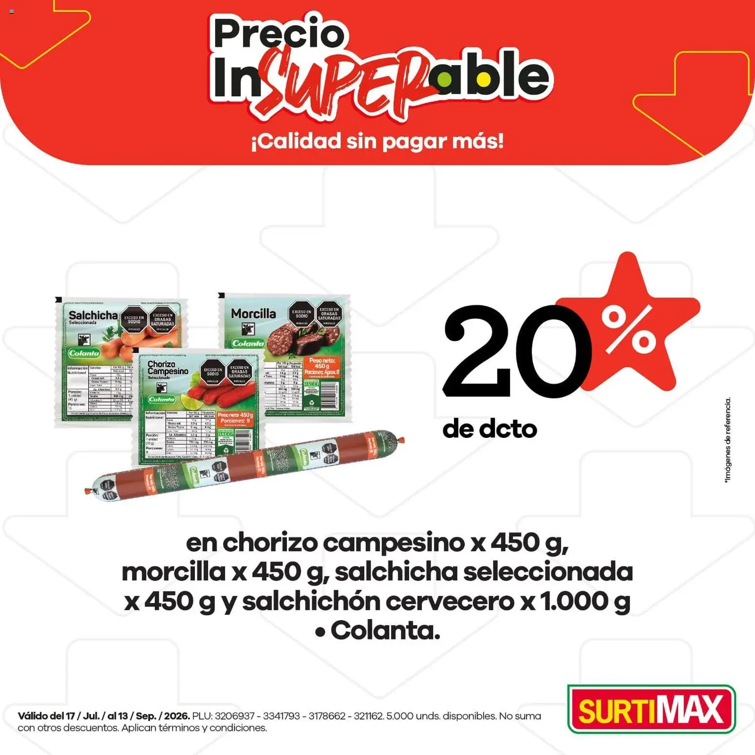 Surtimax revista - valida desde el 17/07/2026 | Página: 1 | Productos: Salchicha, Peso, Chorizo, Morcilla