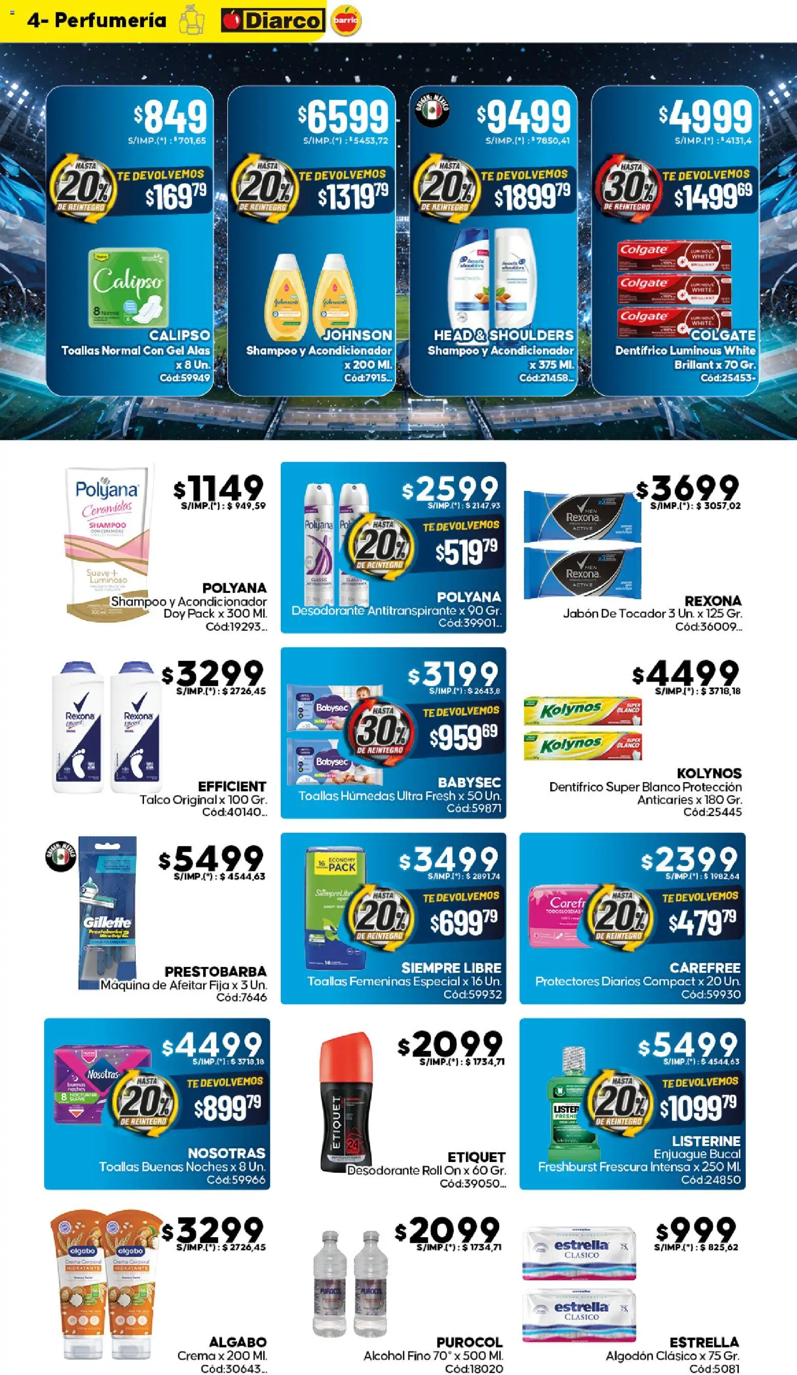 Diarco - Ofertas Diarco Barrio │ válido desde el 08.06.2026 | Página: 4 | Productos: Shampoo, Acondicionador, Enjuague bucal, Protectores diarios