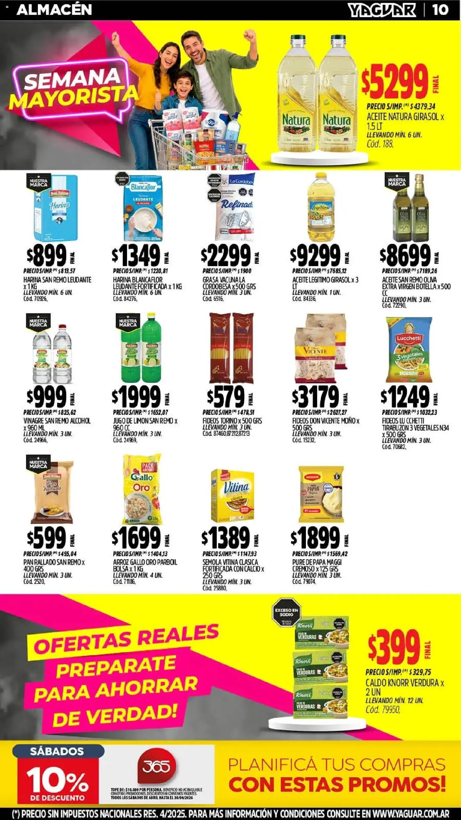 Yaguar - Oferta Semanal Trelew │ válido desde el 18.05.2026 | Página: 10 | Productos: Vinagre, Pan, Arroz, Fideos