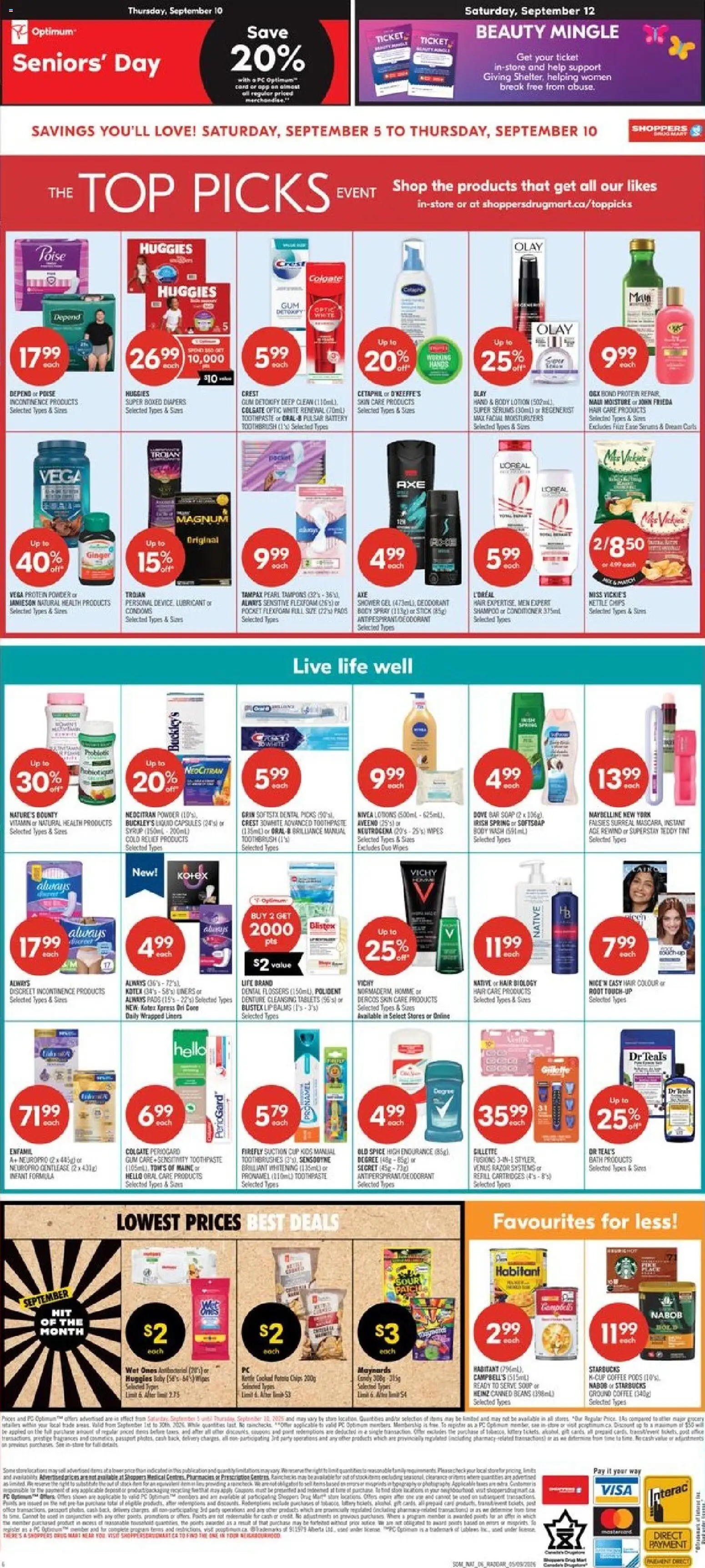 Shoppers flyer valid from Sep 5, 2026 | Page: 2 | Products: Magnum, Soap, Tampons, Coffee