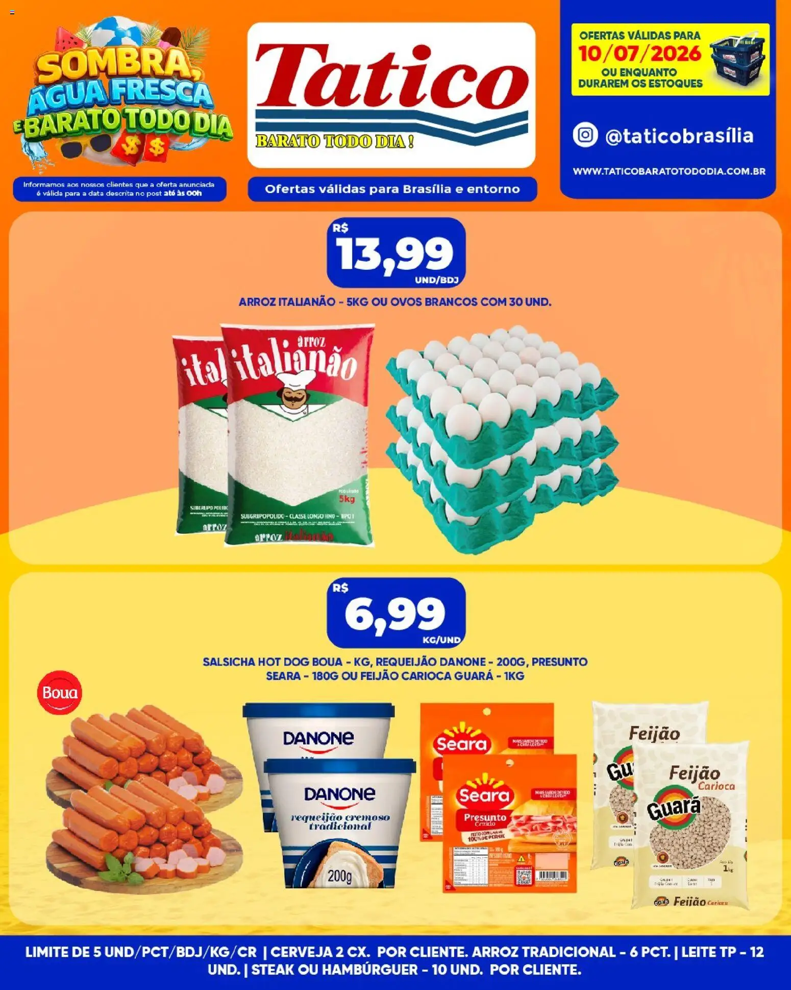 Tatico Folheto - válido de 11/07/2026 | Página: 15 | Produtos: Salsicha, Leite, Arroz, Hambúrguer