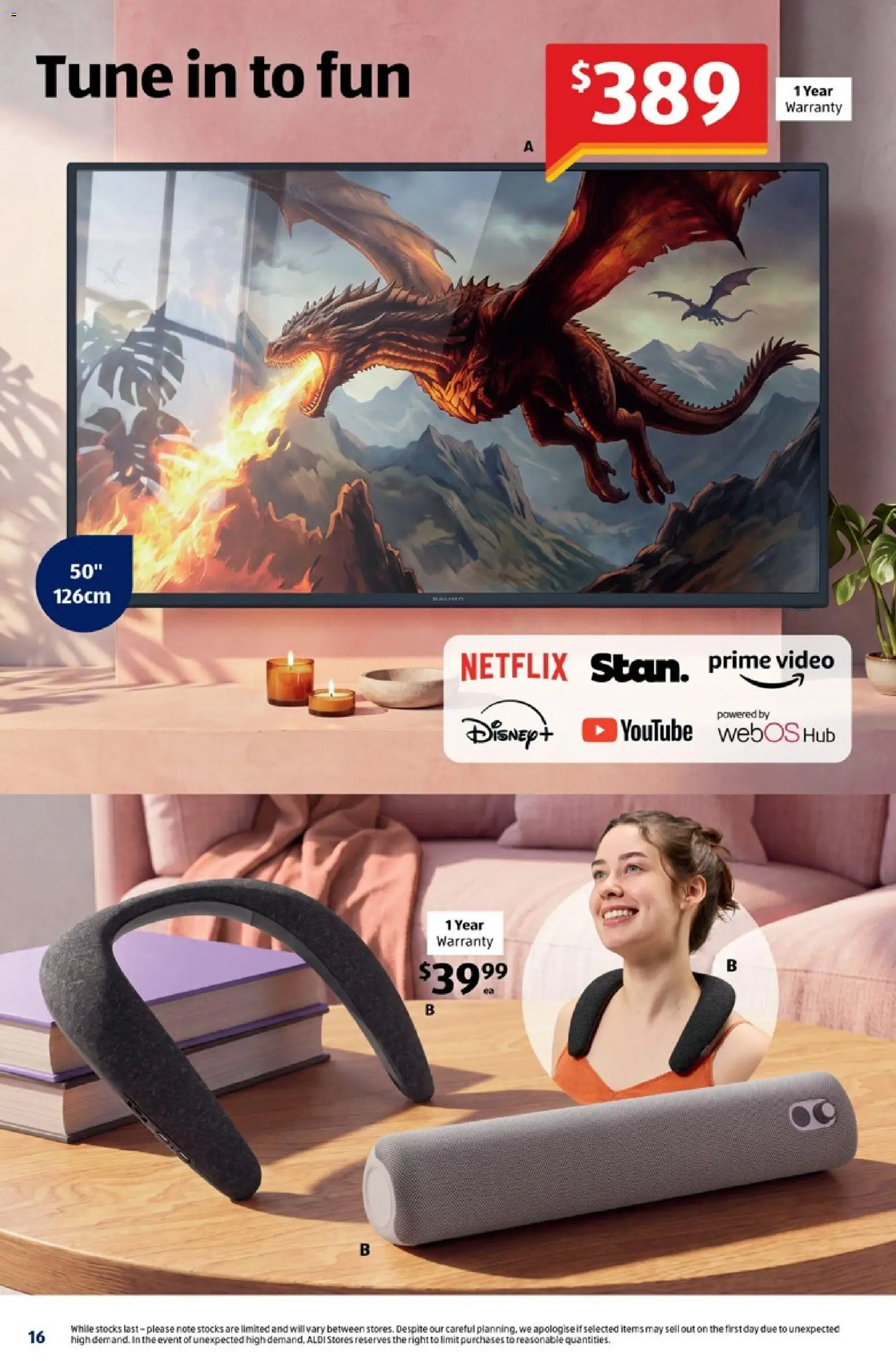 Aldi catalogue - valid from 07/10/2026 | Page: 16 | Products: Speaker, Portable, Screen, Video