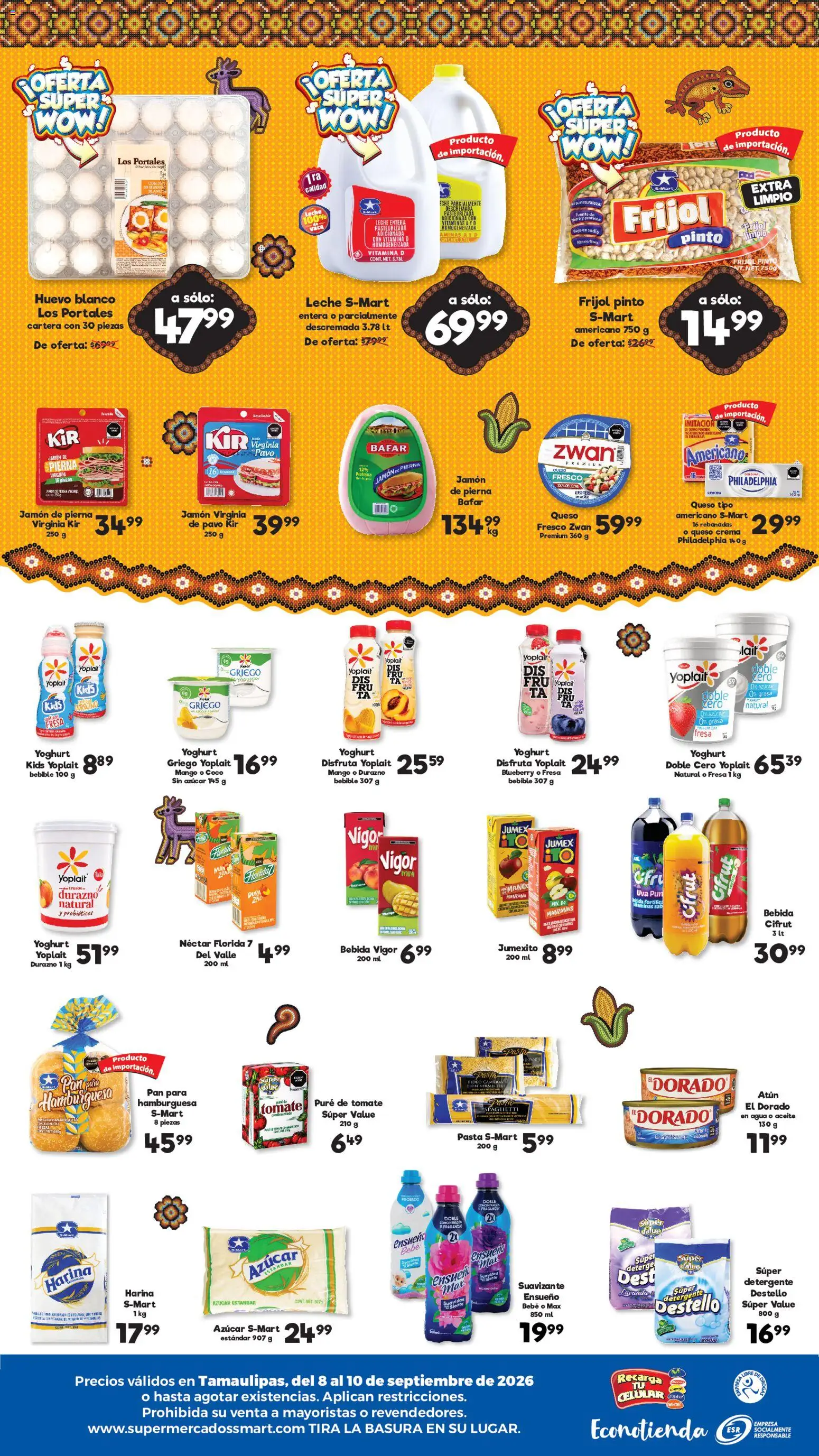 Nuevas ofertas de S-Mart válidas en toda la República Mexicana desde el 08/09/2026. ¡Encuentra las mejores ofertas en S-Mart folleto Ofertas de feria Reynosa! | Página: 2 | Productos: Huevo, Leche, Mango, Hamburguesa