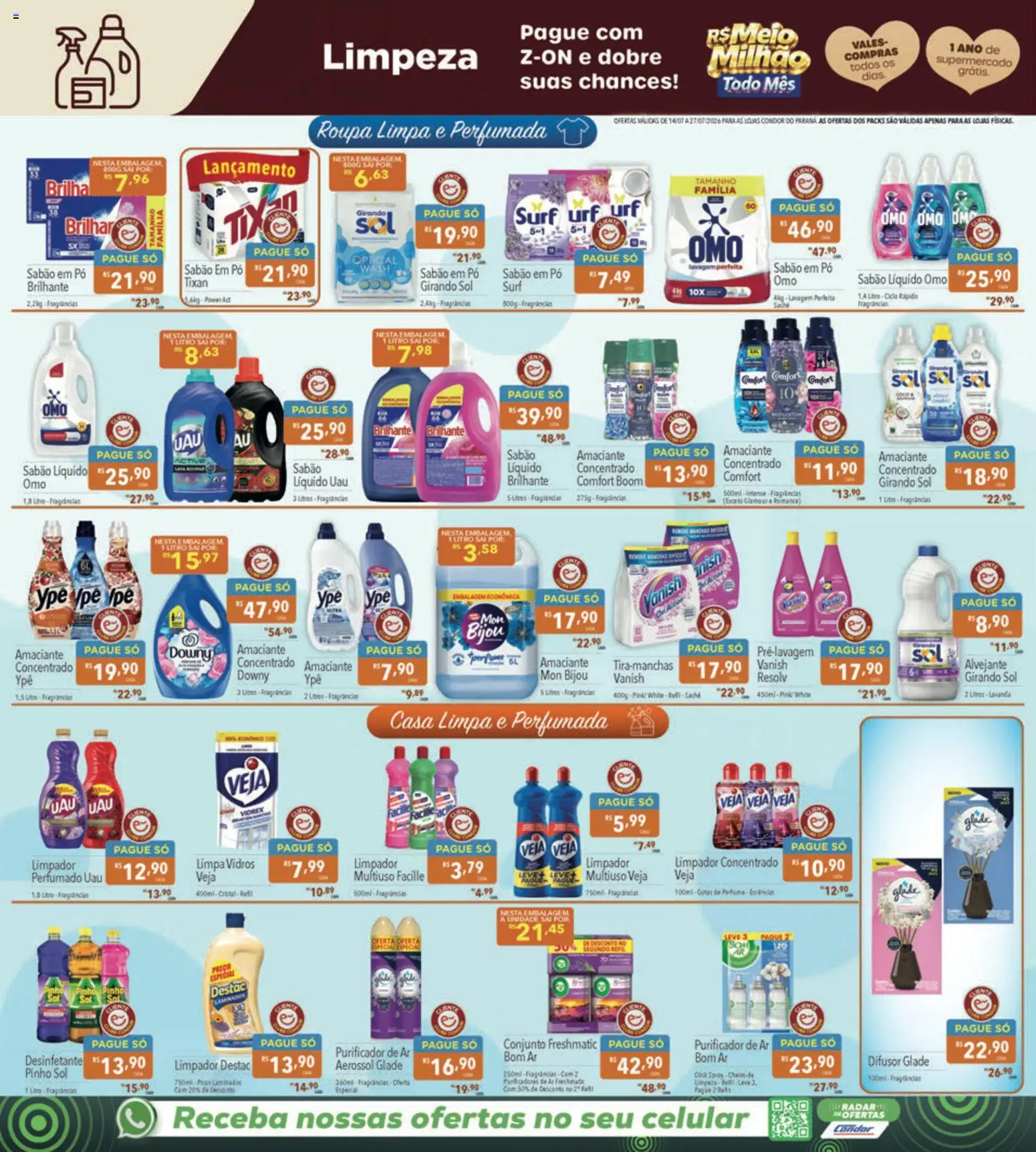 Supermercados Condor Folheto - válido de 14/07/2026 | Página: 20 | Produtos: Perfume, Sabão, Amaciante, Desinfetante
