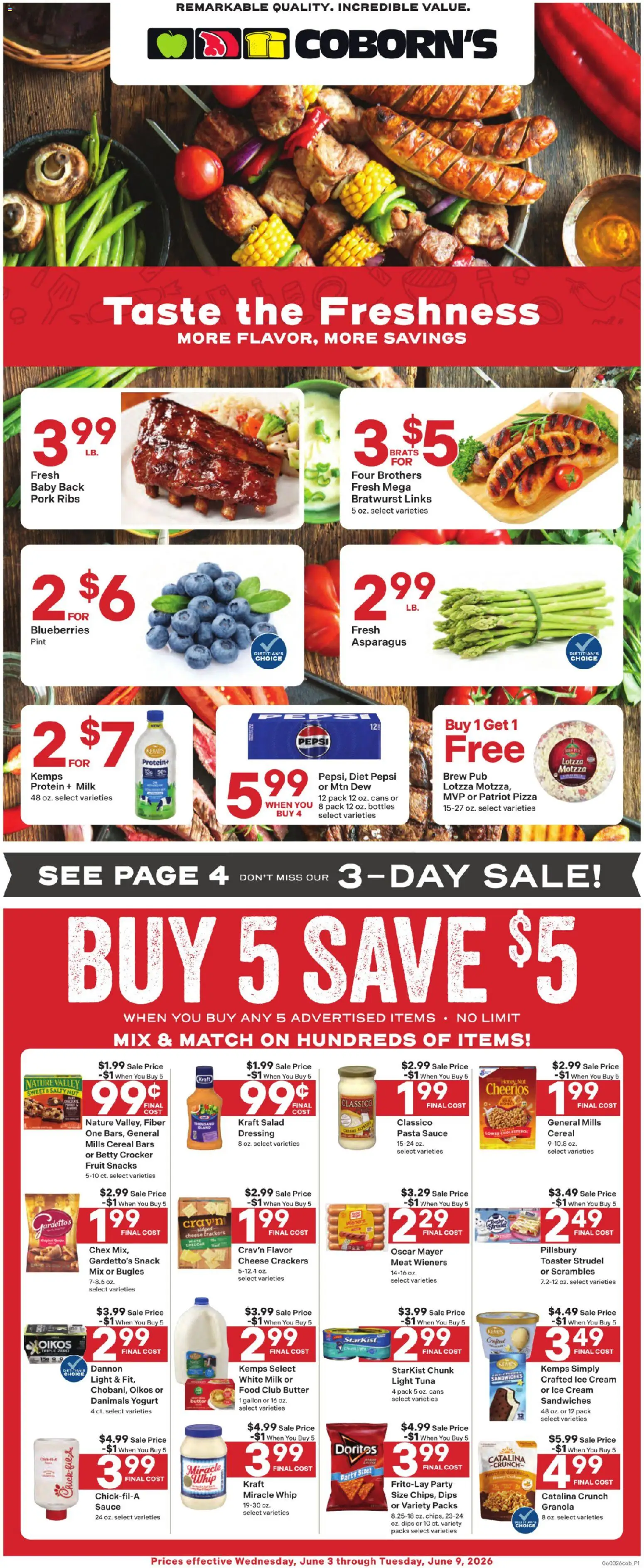 Coborn's Weekly Ad - valid from 03.06.2026 | Page: 1 | Products: Asparagus, Butter, Pizza, Cream