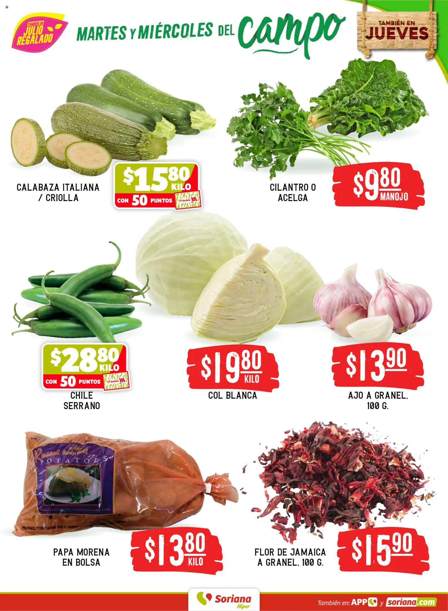Nuevas ofertas de Soriana válidas en toda la República Mexicana desde el 16.06.2026. ¡Encuentra las mejores ofertas en Soriana Martes y Miércoles del Campo Híper: Chih, Delicias, Dur y Coah (excepto Saltillo)! | Página: 3 | Productos: Acelga, Bolsa, Ajo, Col