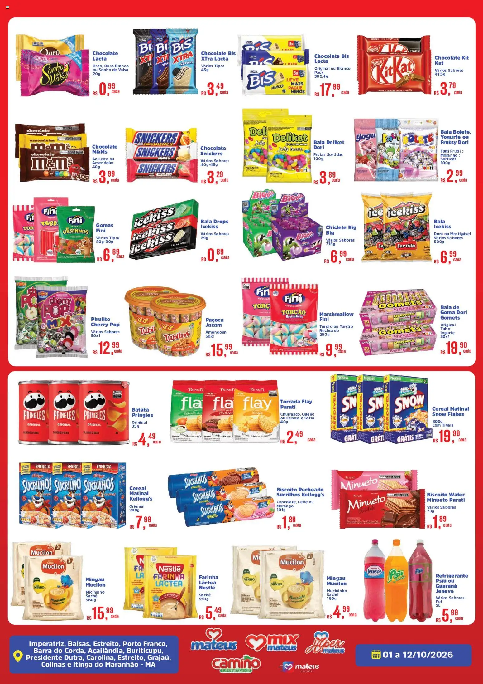 Mateus Folheto - válido de 01/10/2026 | Página: 4 | Produtos: Farinha, Chocolate, Sucrilhos, Bala