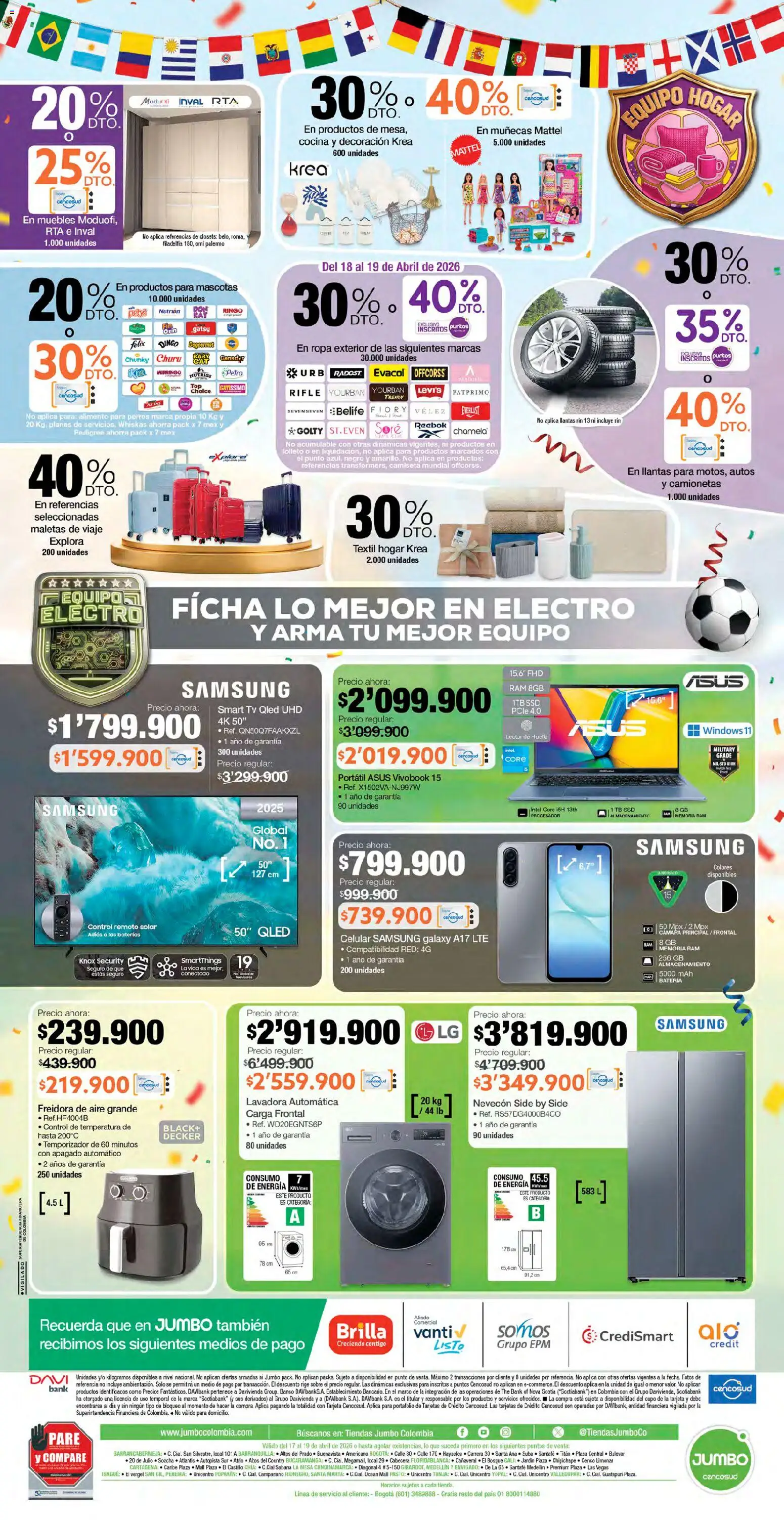 Jumbo revista - valida desde el 17.04.2026 | Página: 8 | Productos: Banco, Camiseta, Control remoto, Ropa