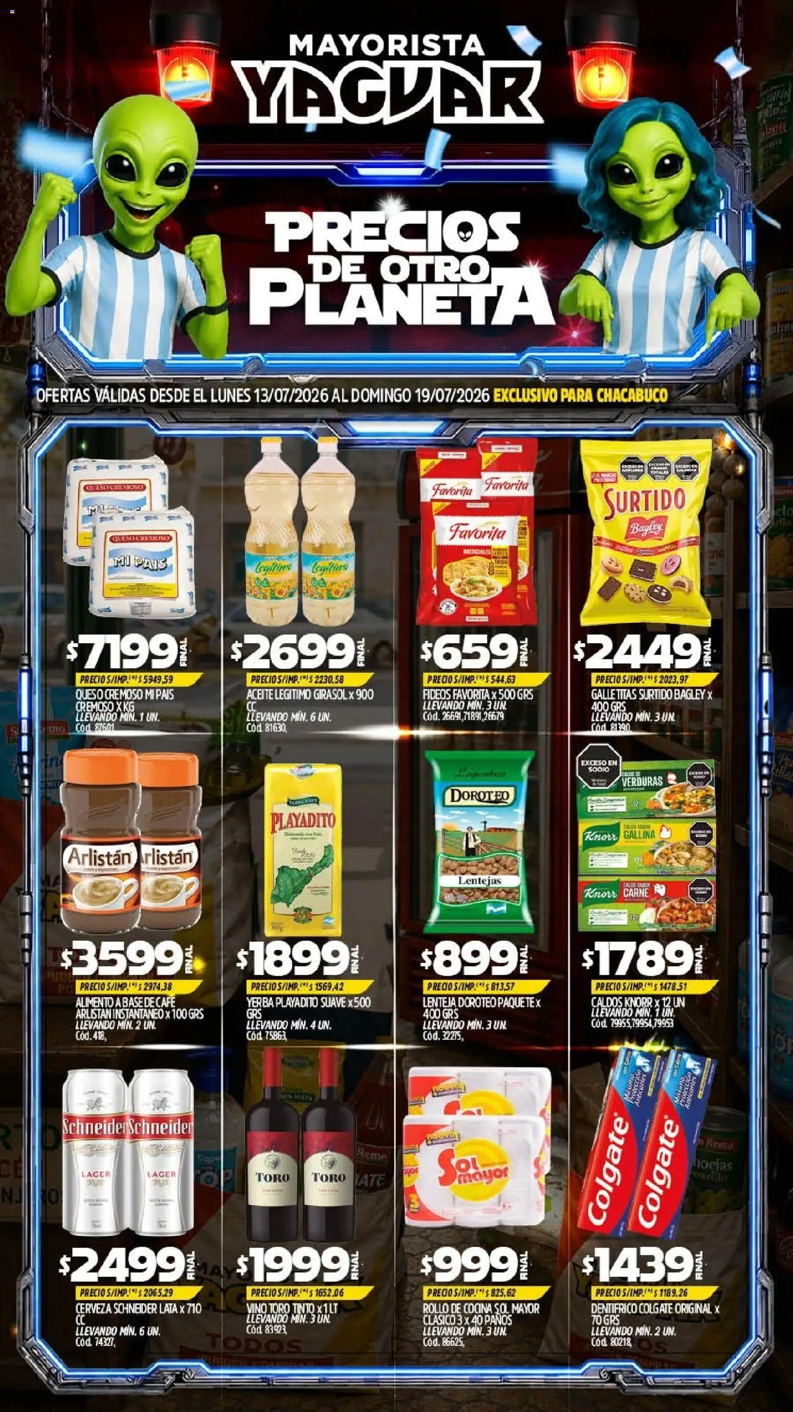 Yaguar - Oferta Semanal Parque Chacabuco │ válido desde el 13/07/2026 | Página: 1 | Productos: Yerba, Aceite, Queso, Vino