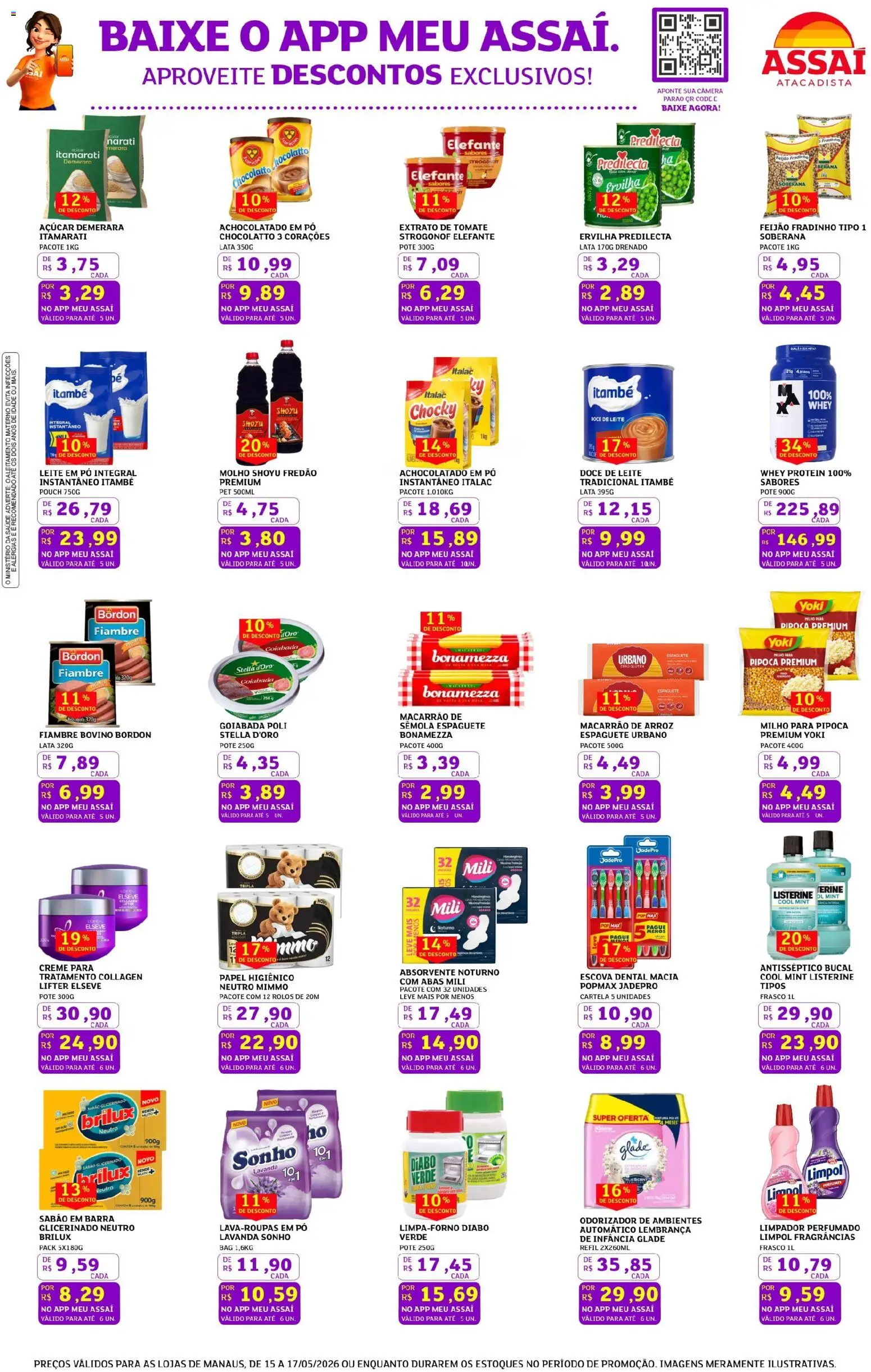 Assaí Atacadista Folheto - válido de 15.05.2026 | Página: 3 | Produtos: Feijão, Leite integral, Açúcar, Câmera