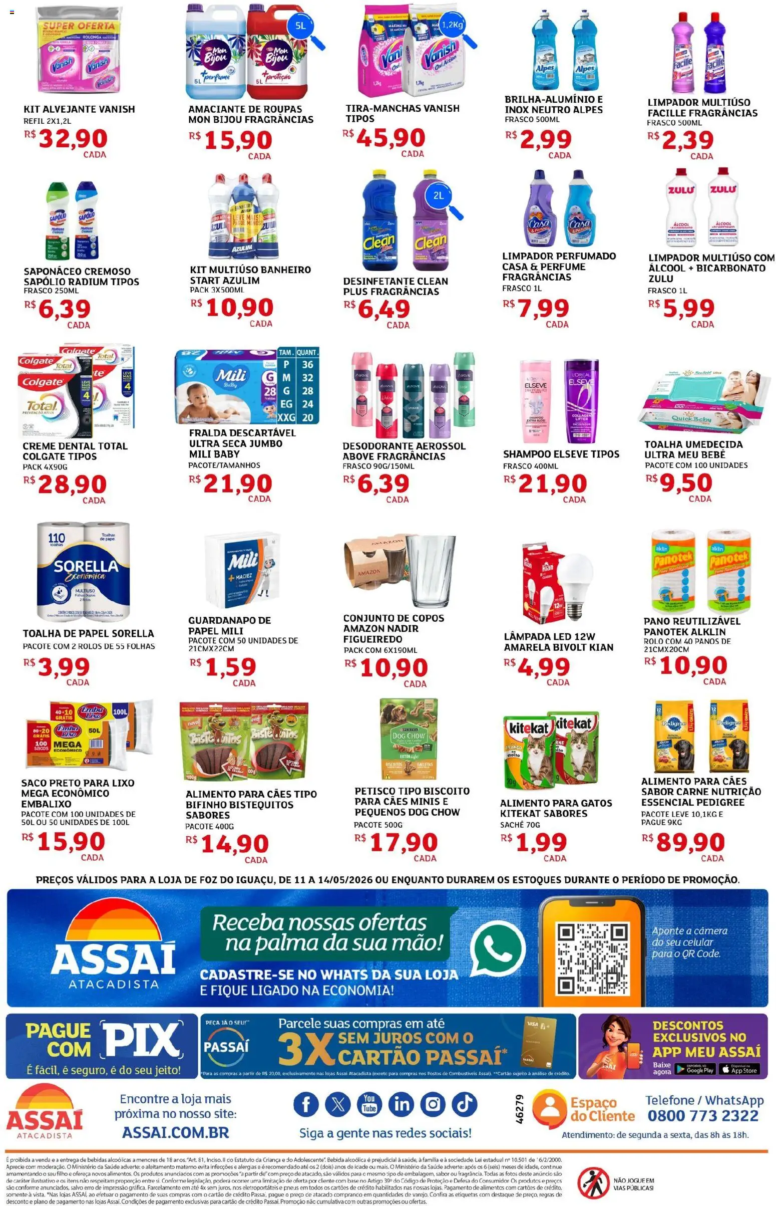 Assaí Atacadista Folheto - válido de 11.05.2026 | Página: 4 | Produtos: Biscoito, Rolo, Roupas, Pá