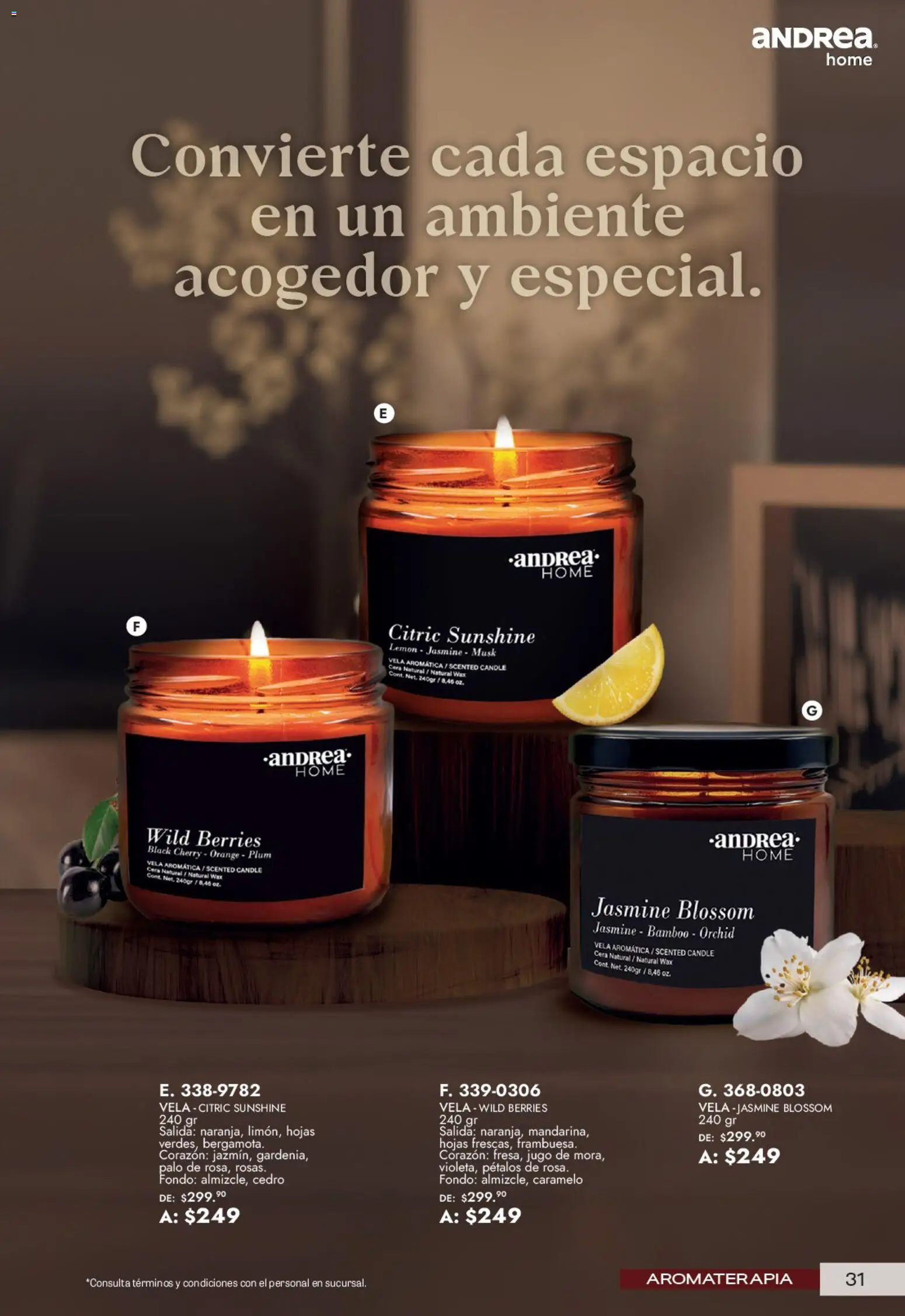Nuevas ofertas de Andrea válidas en toda la República Mexicana desde el 21/06/2026. ¡Encuentra las mejores ofertas en Andrea catálogo Lo mejor para tu hogar! | Página: 31 | Productos: Jugo, Cera, Vela
