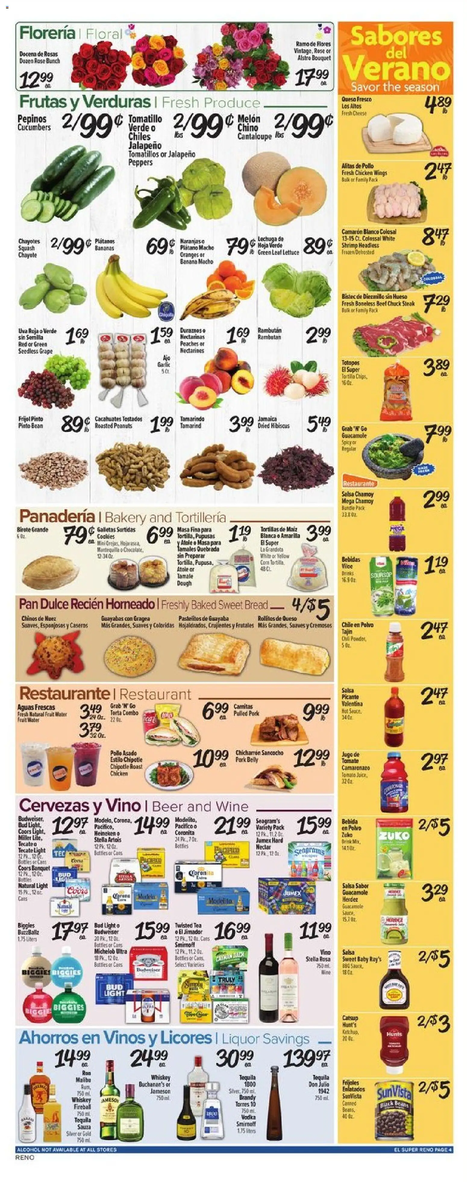 El Super Weekly Ad - NV - valid from 08/12/2026 | Page: 4 | Products: Malibu, Tequila, Tea, Beans