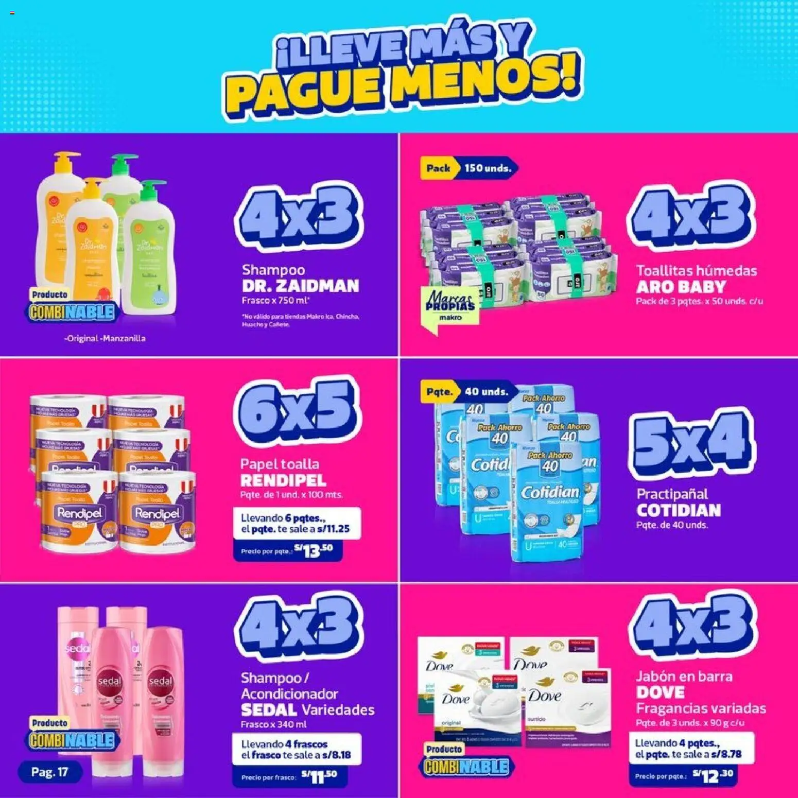 Catálogo Makro válido desde 04.06.2026 | Página: 17 | Productos: Shampoo, Acondicionador, Toalla, Té