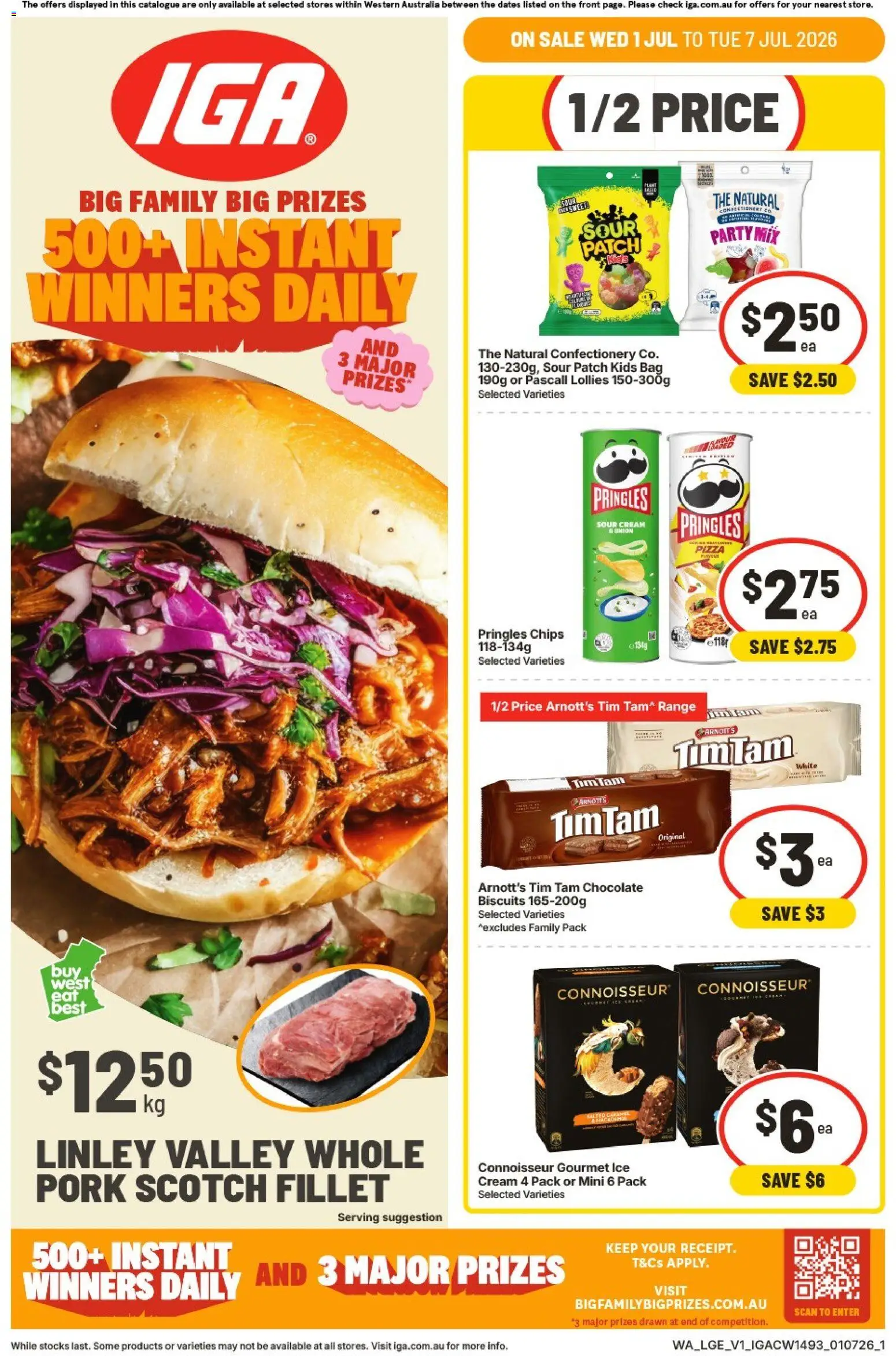 IGA catalogue - valid from 01/07/2026 | Page: 1 | Products: Sour cream, Chips, Biscuits, Scotch