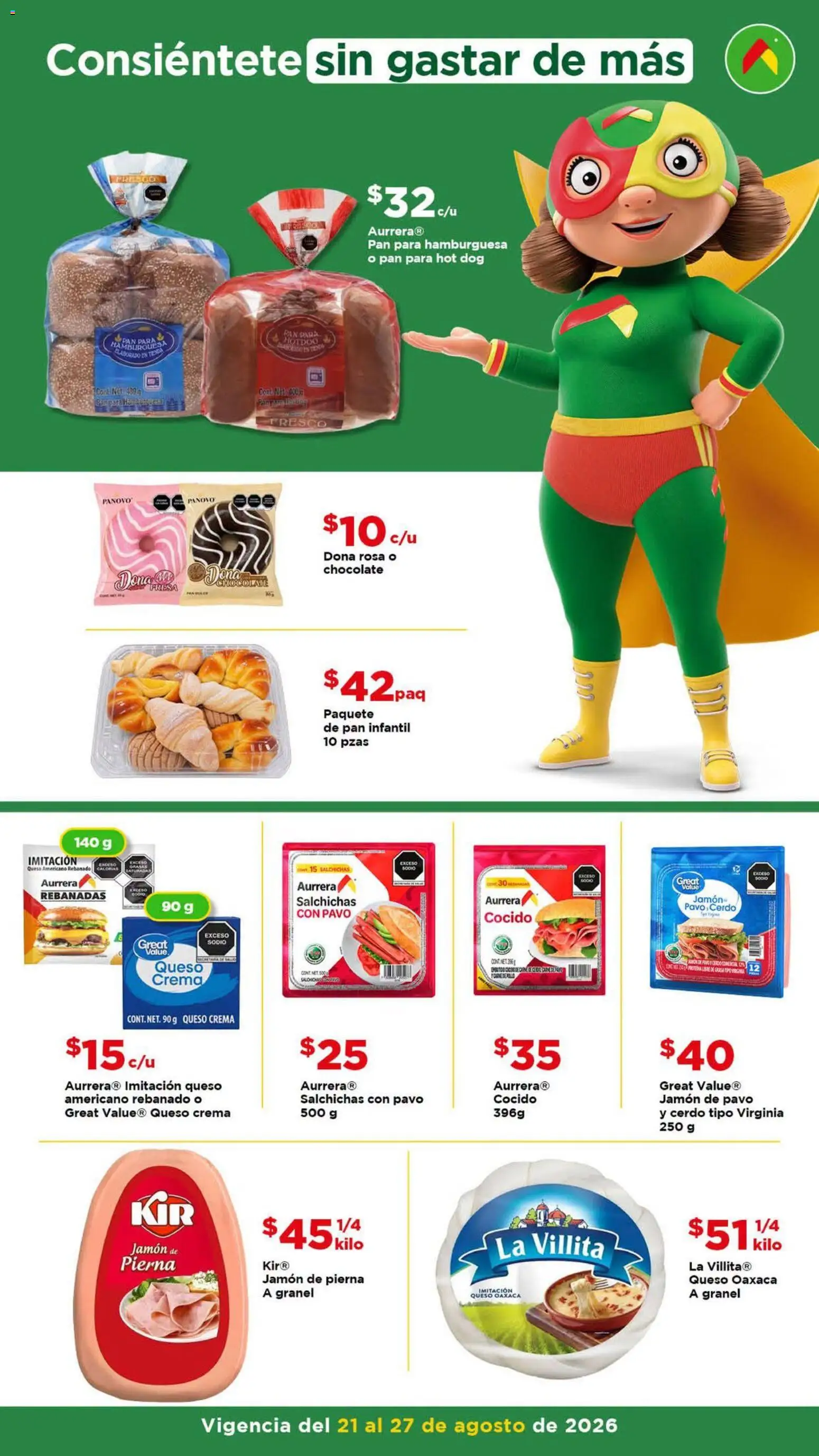 Nuevas ofertas de Bodega Aurrerá válidas en toda la República Mexicana desde el 21/08/2026. ¡Encuentra las mejores ofertas en Bodega Aurrerá folleto Aprovecha más surtido! | Página: 4 | Productos: Pan, Jamón, Cerdo, Salchichas