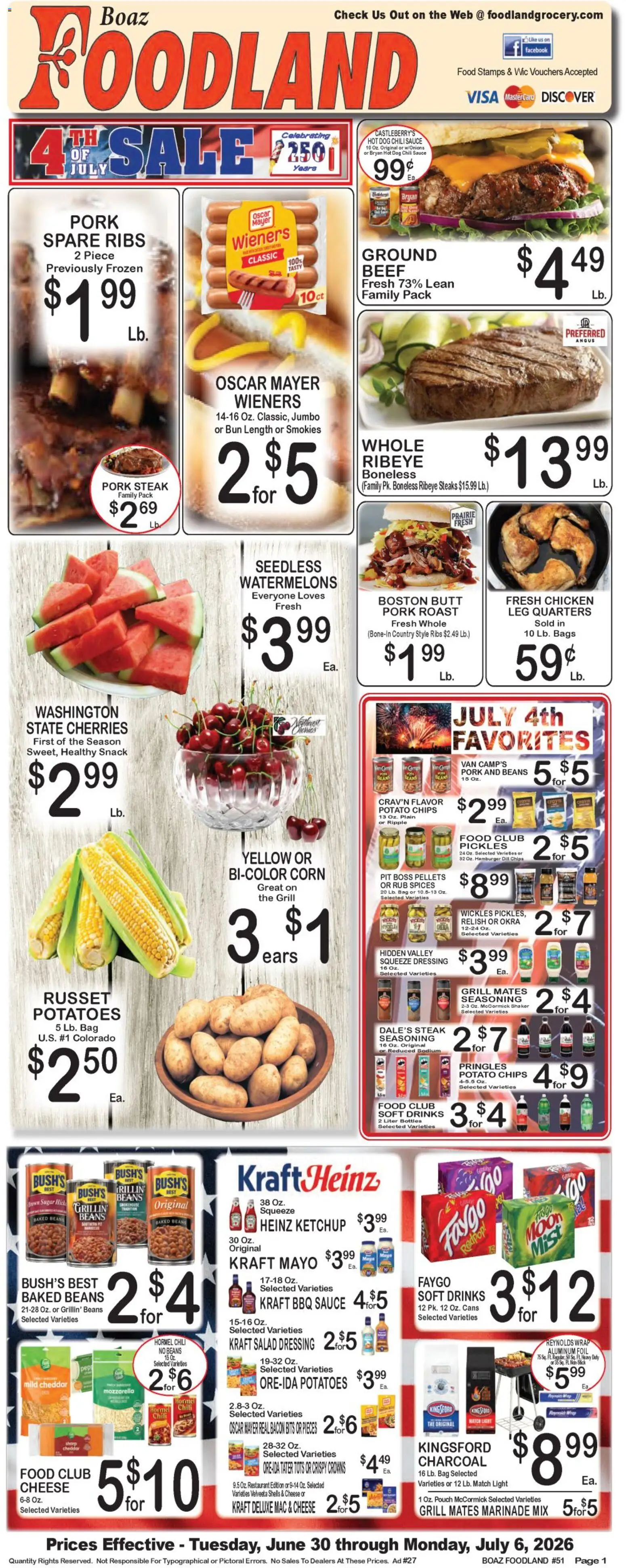 Foodland Weekly Ad - valid from 06/30/2026 | Page: 1 | Products: Ketchup, Salad, Sugar, Grill