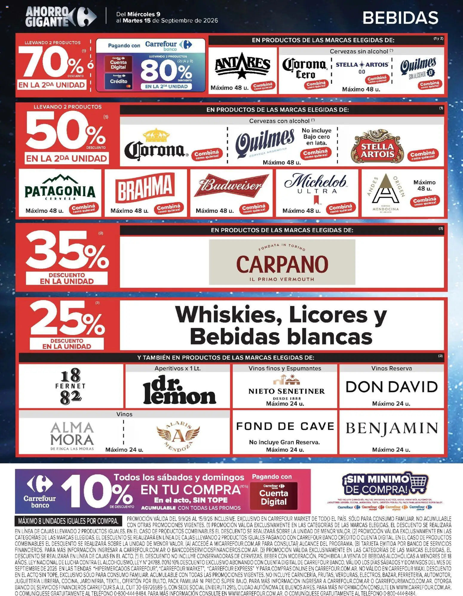 Carrefour - Ofertas │ válido desde el 09/09/2026 | Página: 48 | Productos: Sobre, Bebidas, Fernet, Cerveza
