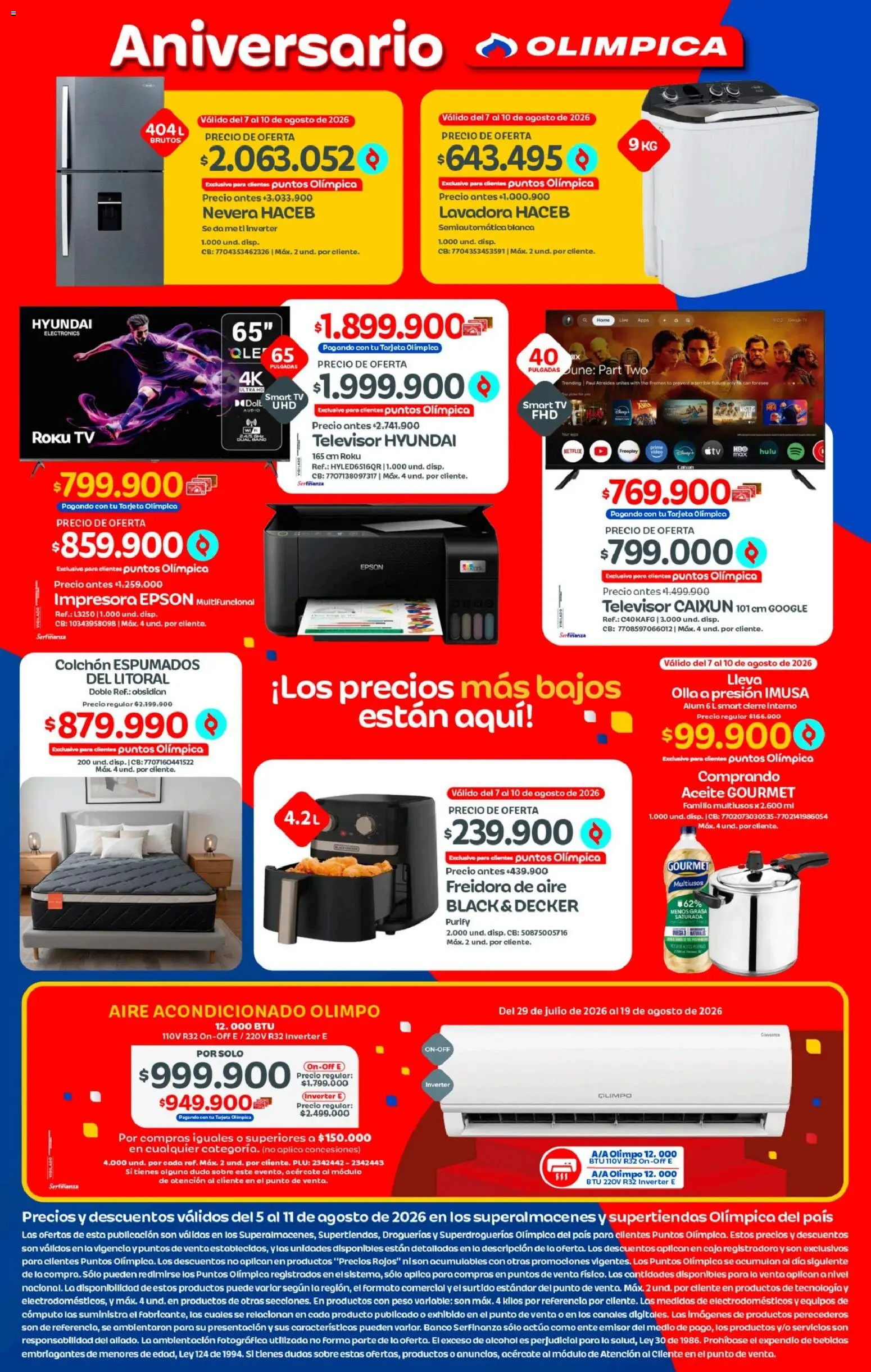 Olímpica revista - valida desde el 05/08/2026 | Página: 4 | Productos: Impresora, Televisor, Aire acondicionado, Peso