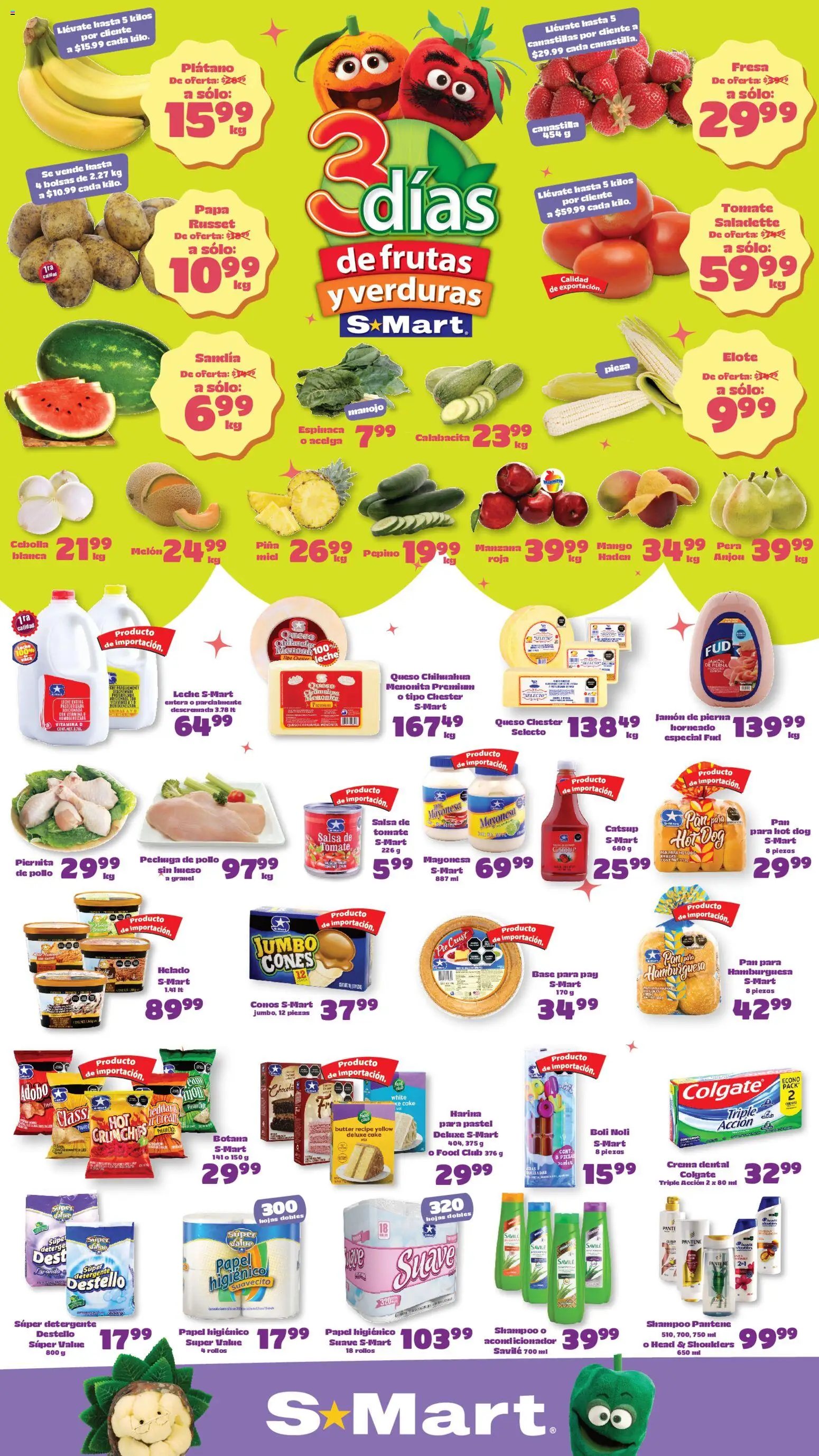 Nuevas ofertas de S-Mart válidas en toda la República Mexicana desde el 05.05.2026. ¡Encuentra las mejores ofertas en S-Mart folleto Chihuahua! | Página: 1 | Productos: Crema, Tomate, Catsup, Espinaca