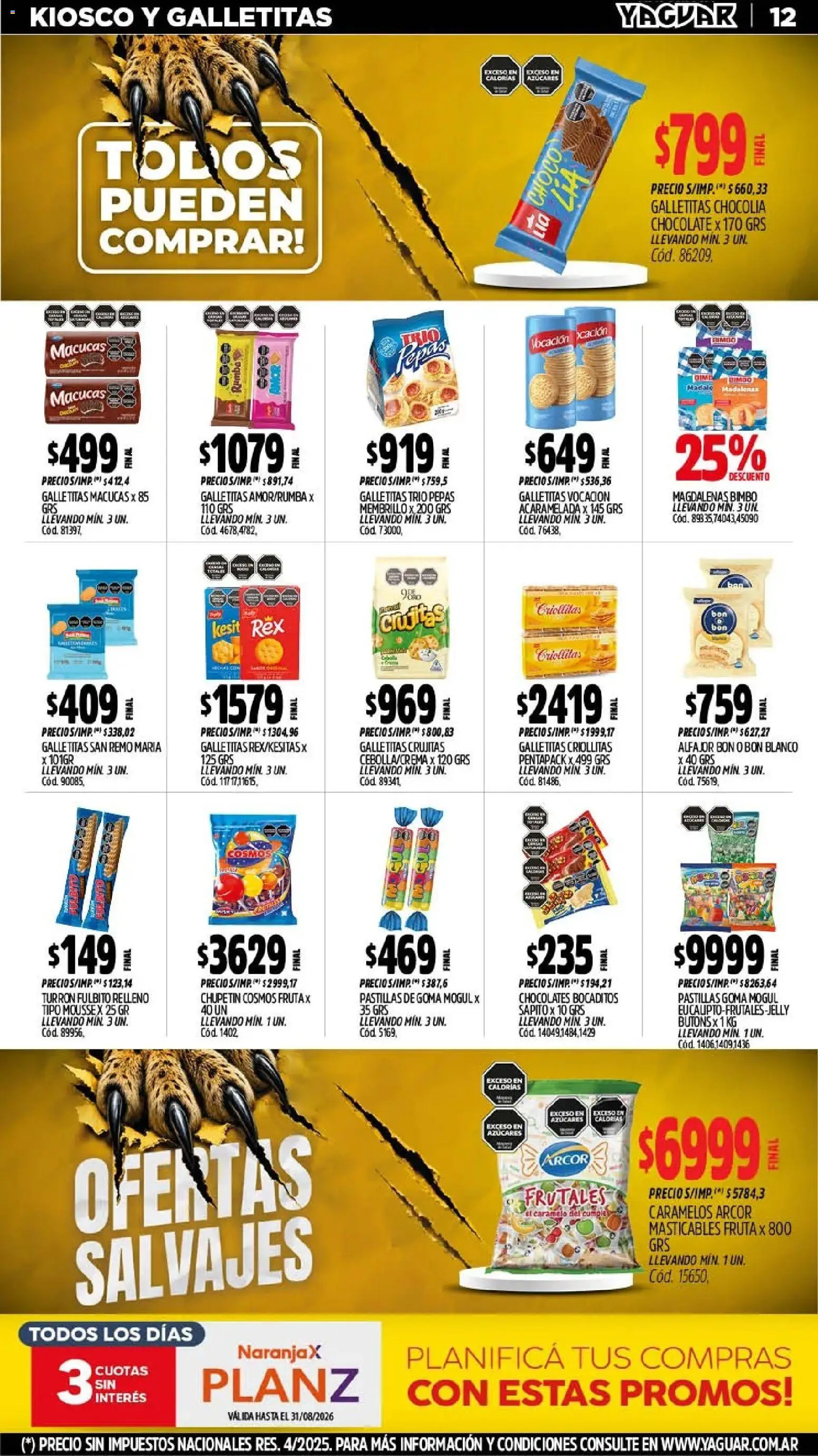 Yaguar - Oferta Semanal Neuquen │ válido desde el 10/08/2026 | Página: 13 | Productos: Galletitas, Mousse, Fruta, Alfajor