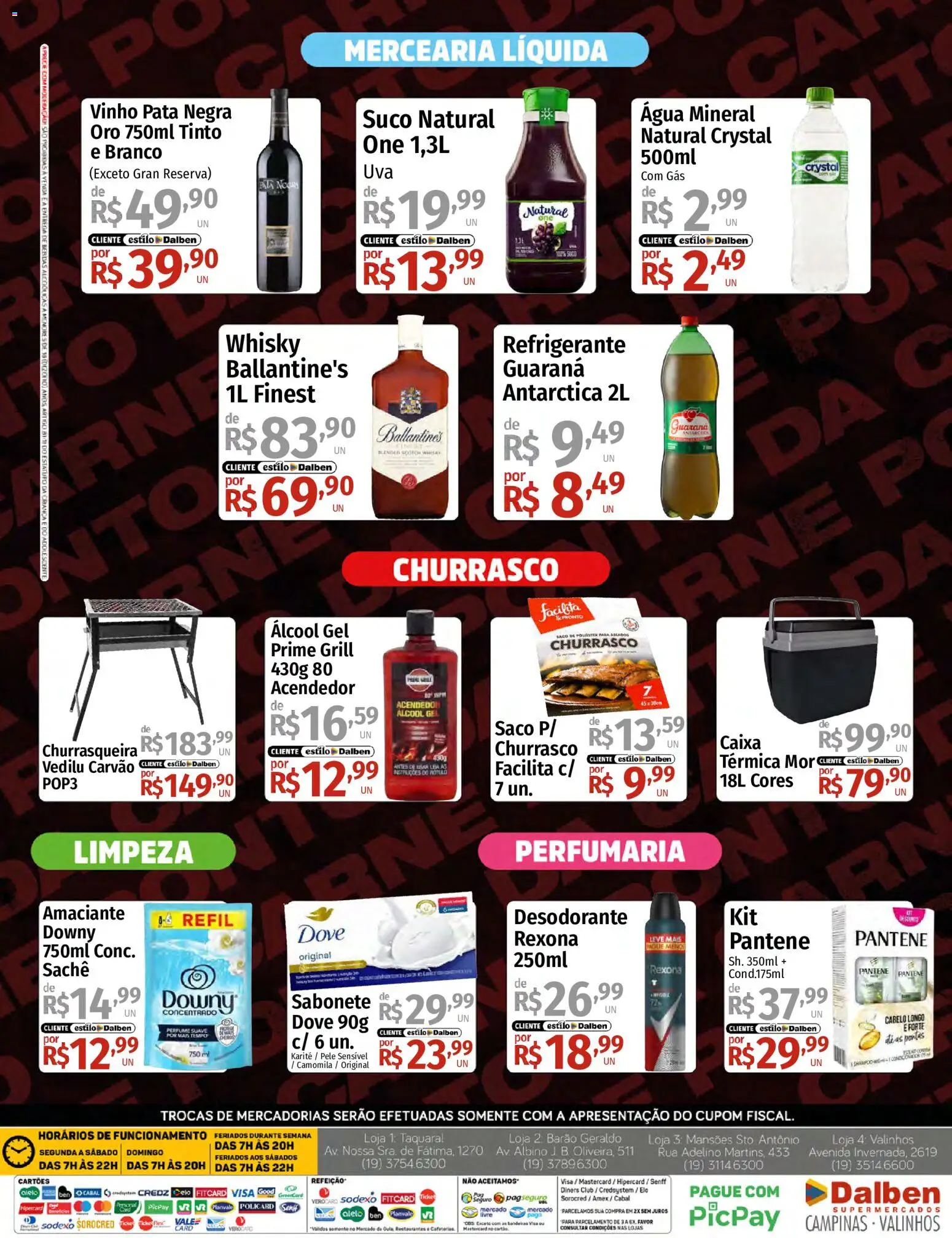 Supermercado Dalben Folheto - válido de 12/08/2026 | Página: 4 | Produtos: Álcool, Água, Sabonete, Refrigerante