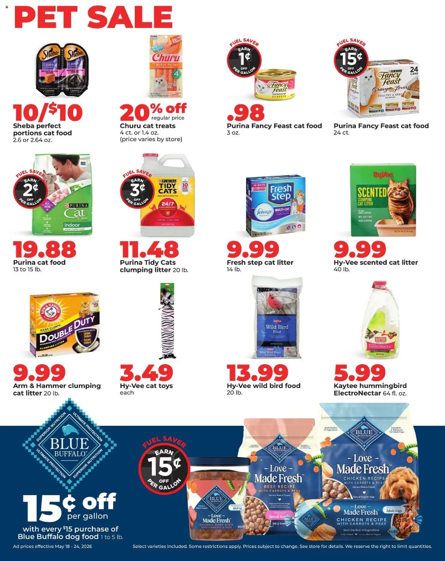 HyVee Weekly Ad - valid from 18.05.2026 | Page: 43 | Products: Dog Food, Cat Food, Hammer, Beef