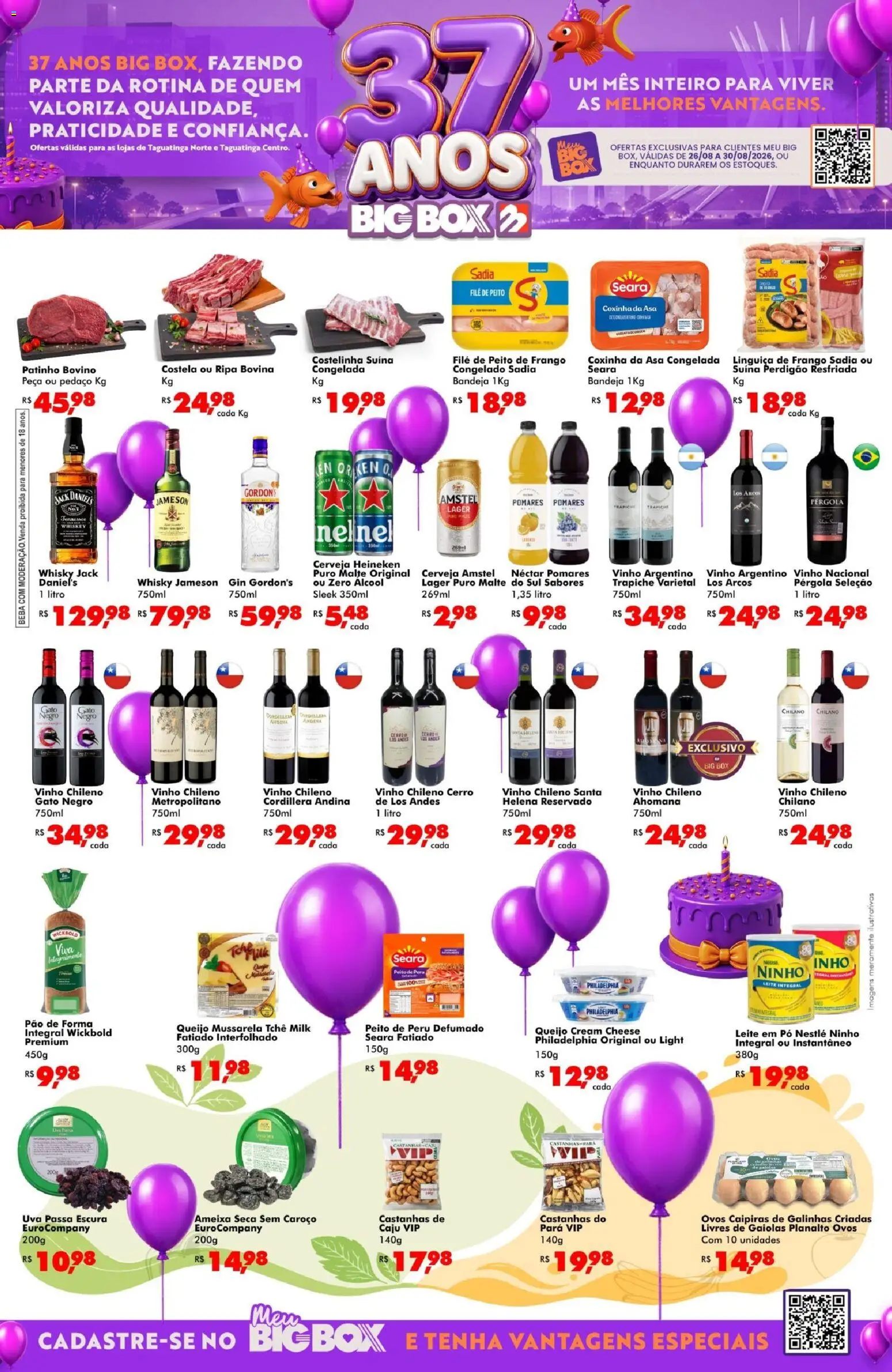 Big Box Folheto - válido de 26/08/2026 | Página: 1 | Produtos: Caju, Heineken, Whisky Jameson, Frango