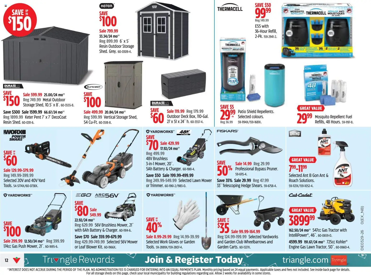 Canadian Tire flyer valid from Jul 16, 2026 | Page: 12 | Products: Gloves, Mower, Battery