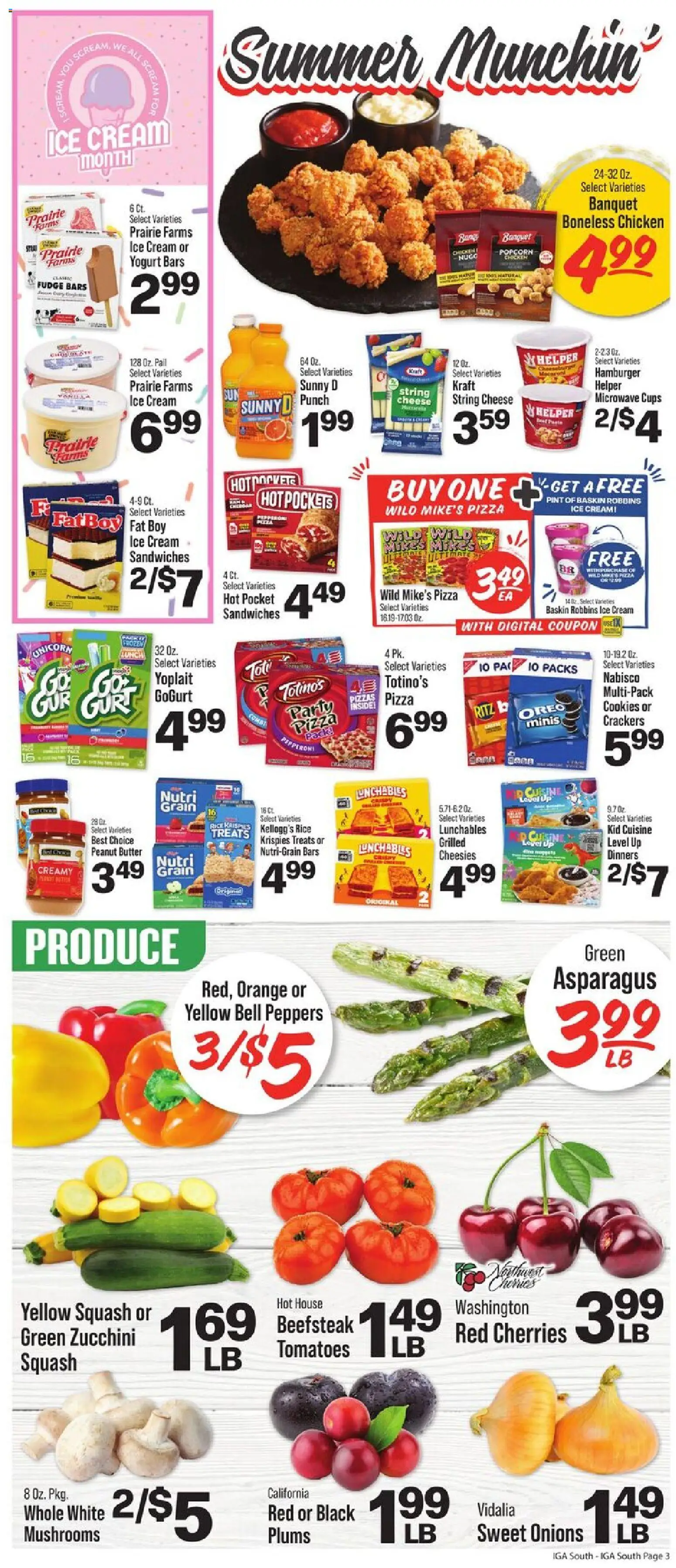 IGA Weekly Ad - valid from 07/08/2026 | Page: 3 | Products: Asparagus, Peppers, Squash, Cream