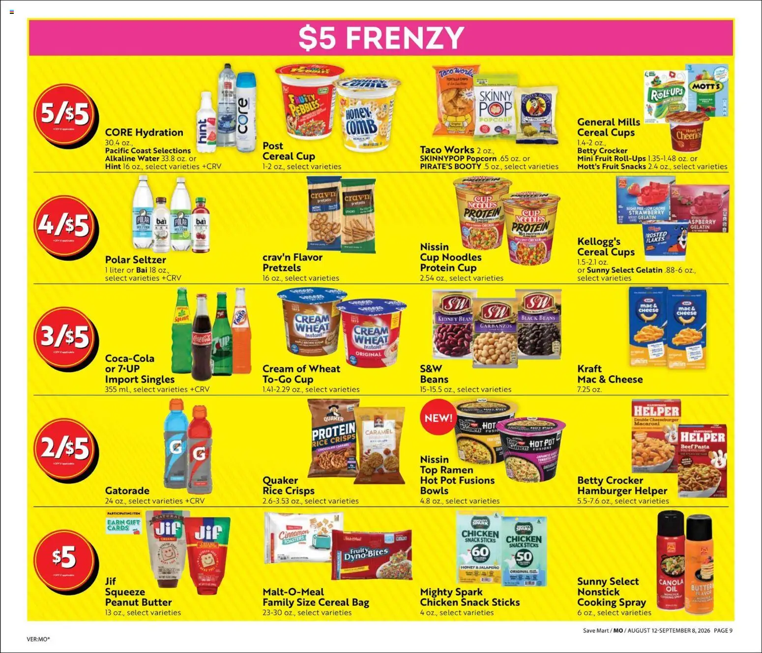 Save Mart Big Book of Savings - valid from 08/12/2026 | Page: 9 | Products: Popcorn, Honey, Cream, Cereal
