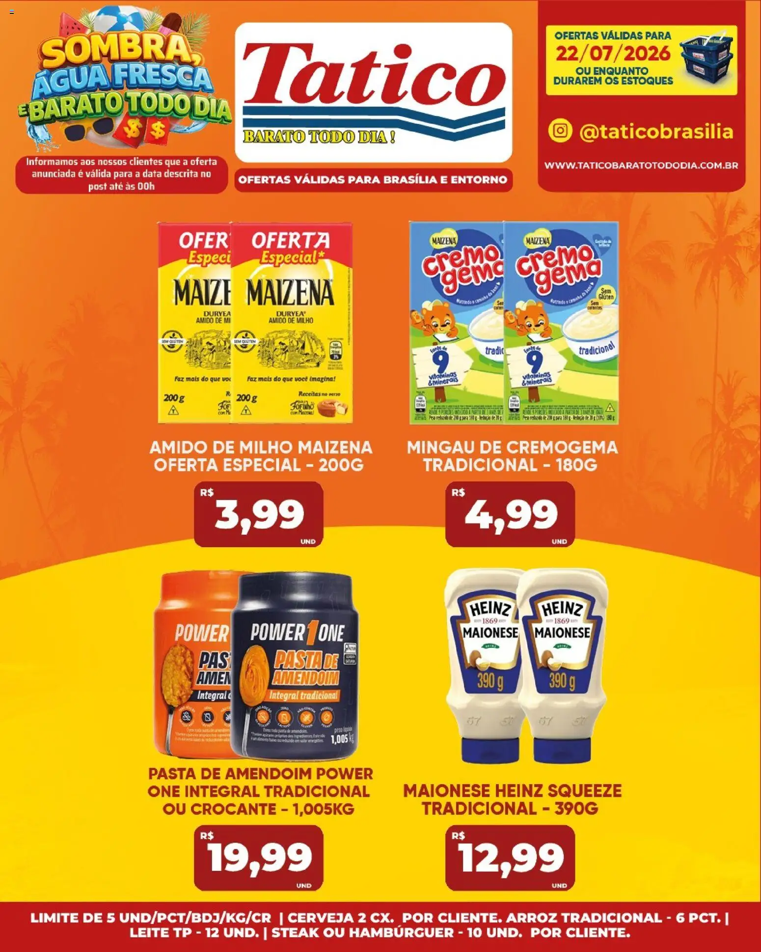 Tatico Folheto - válido de 23/07/2026 | Página: 45 | Produtos: Mingau, Cerveja, Arroz, Hambúrguer