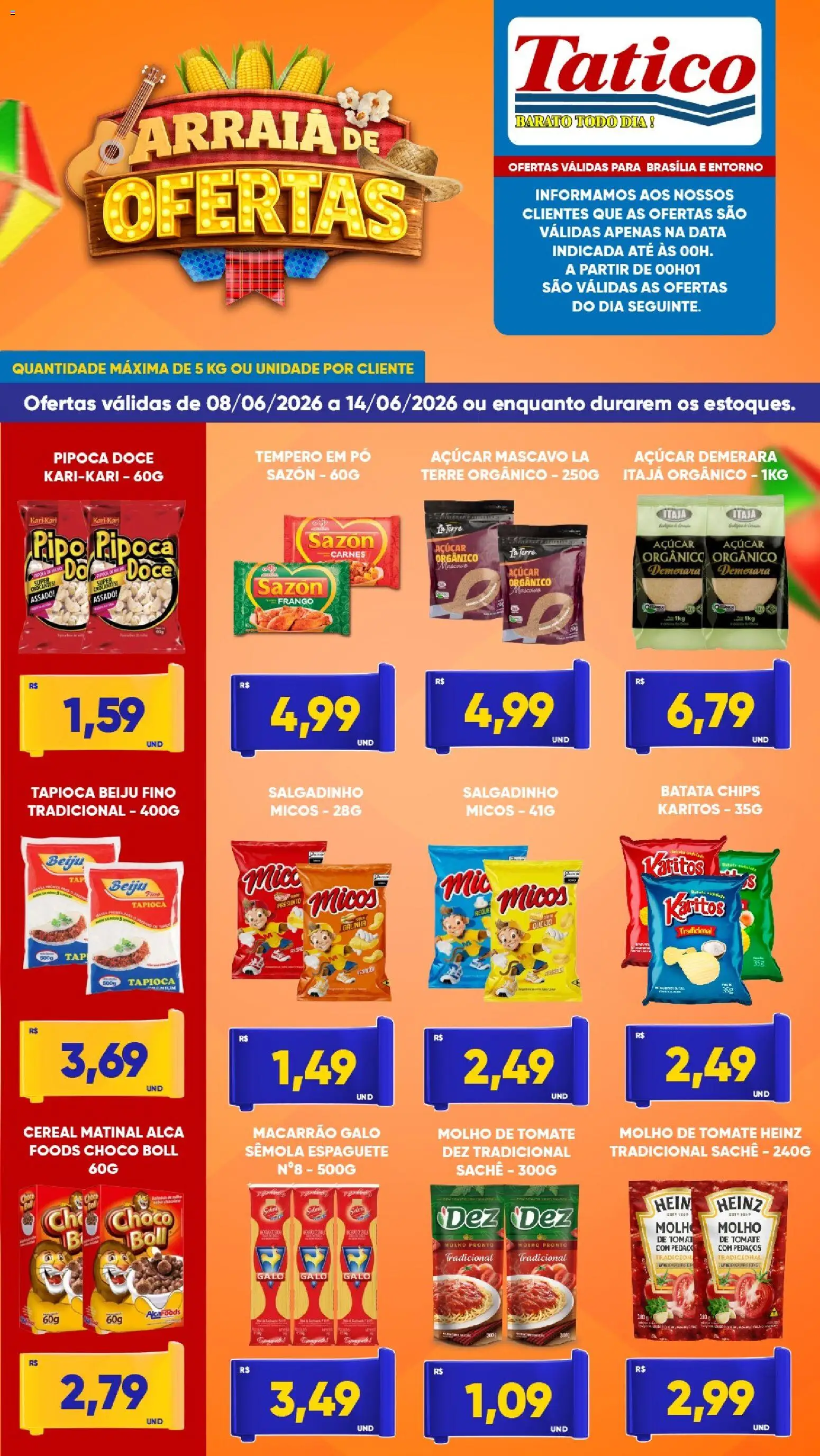 Tatico Folheto - válido de 08.06.2026 | Página: 4 | Produtos: Pó, Molho de tomate, Macarrão, Açúcar mascavo